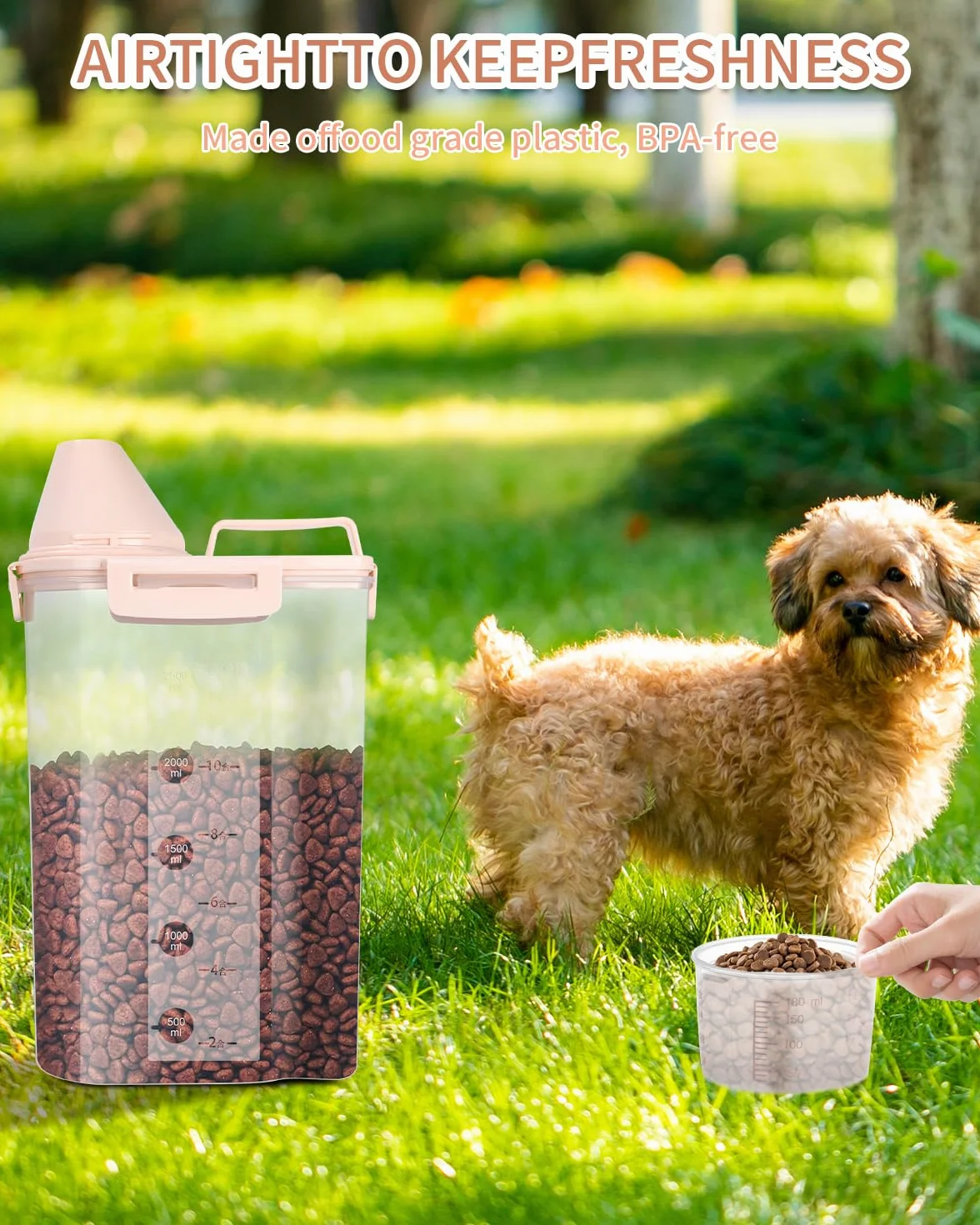 Jutyum 2 Contenedor Comida Perro 3+1.7L, Dosificador Detergente, Botes Almacenaje Cocina, Pienso Perros, Botes Hermeticos