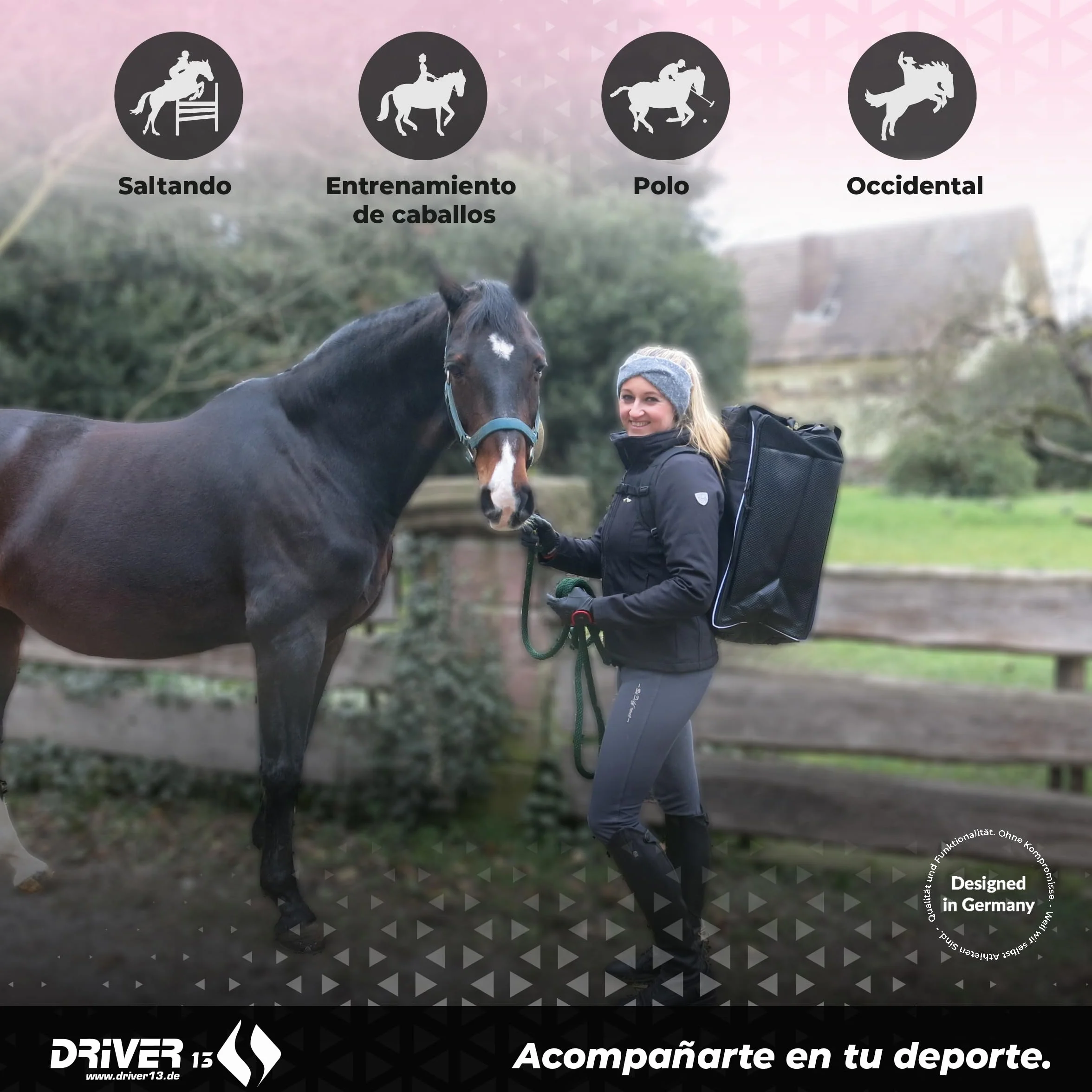 Driver13 Bolsa Deluxe para botas de equitación con compartimento para casco