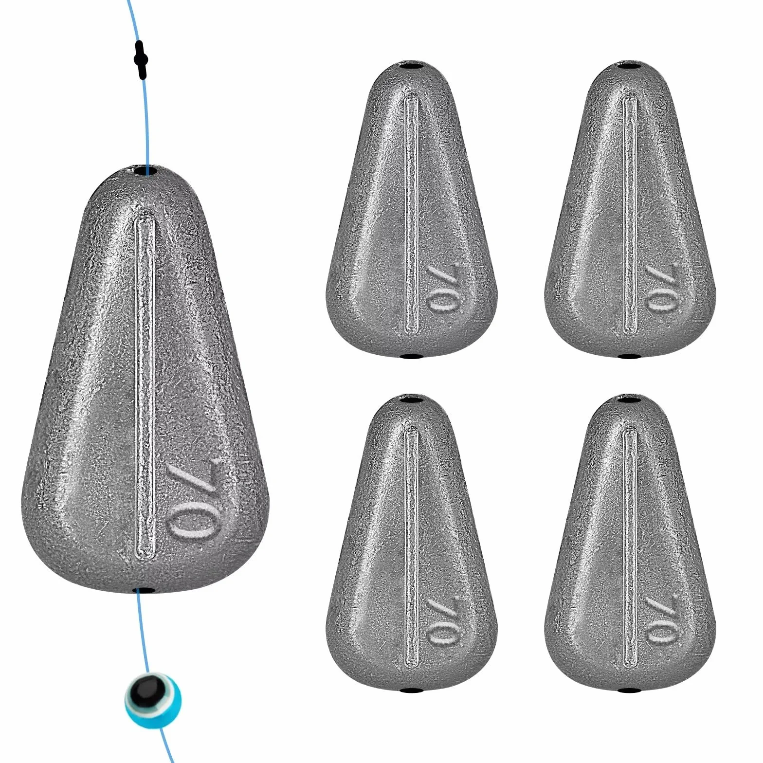THKFISH Plomos de Pesca No Roll Sinkers Inline para Catfishing 10 Piezas