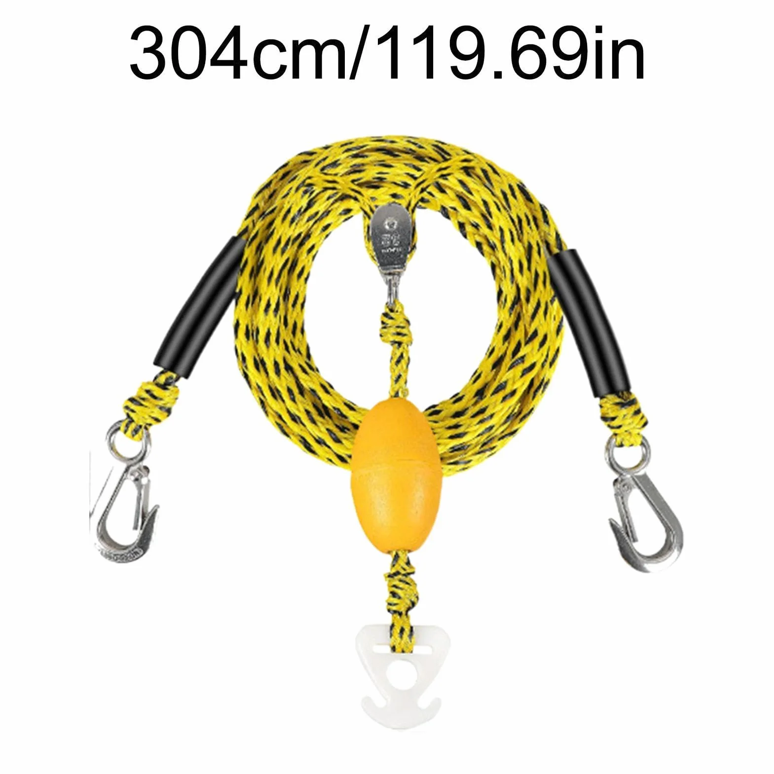 Cuerda Remolque para Tubing Y Cable Arrastre 4 Usuarios Gancho Polea Giratoria 360° Flotadores Inflables Deportes Acuáticos