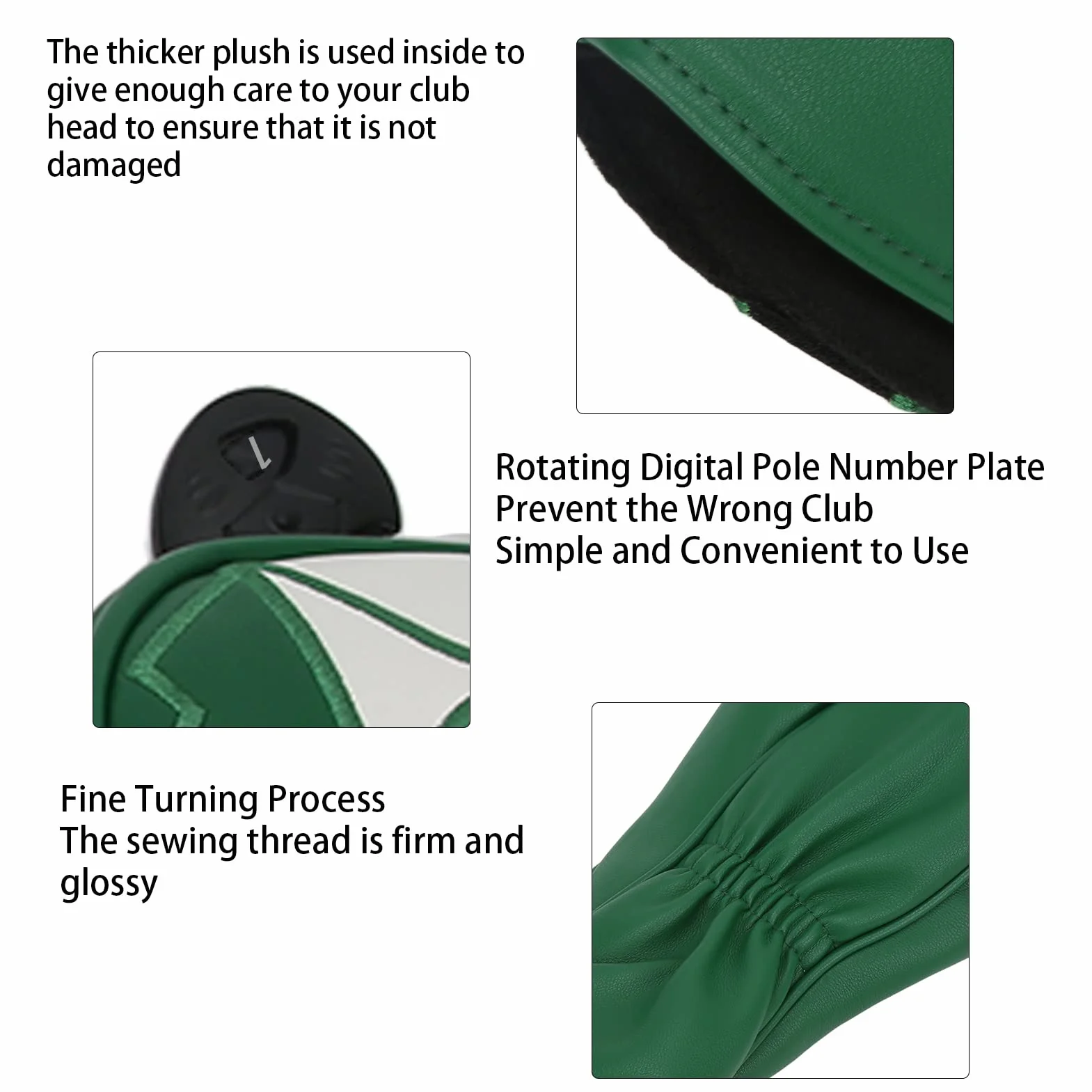 Alvinlite Driver de Cuero Verde Golf Cubierta de Cabeza Híbrida #1#3#5#UT