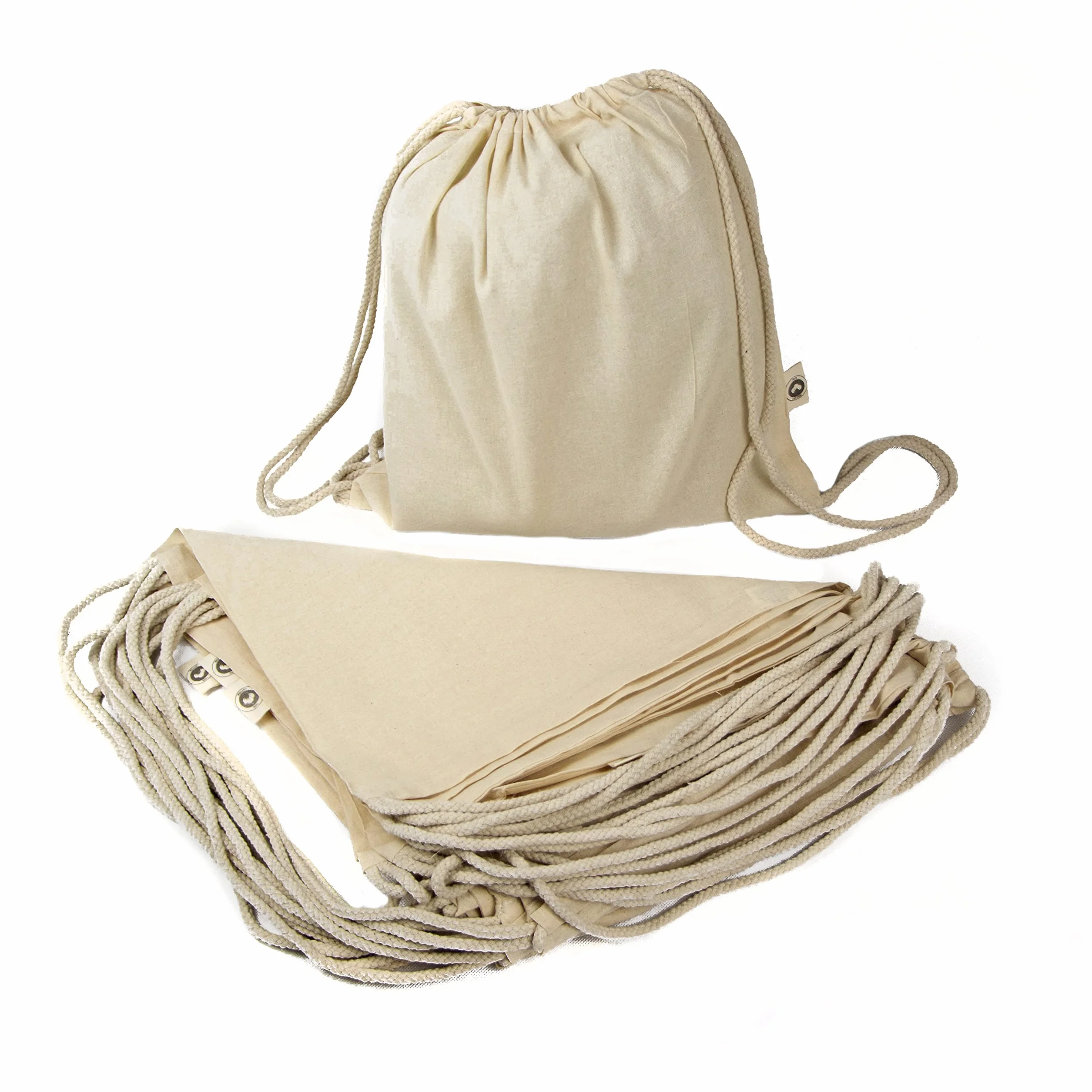 Bolsa Mochila Algodón Natural Con Cordones 39 x 35 cm