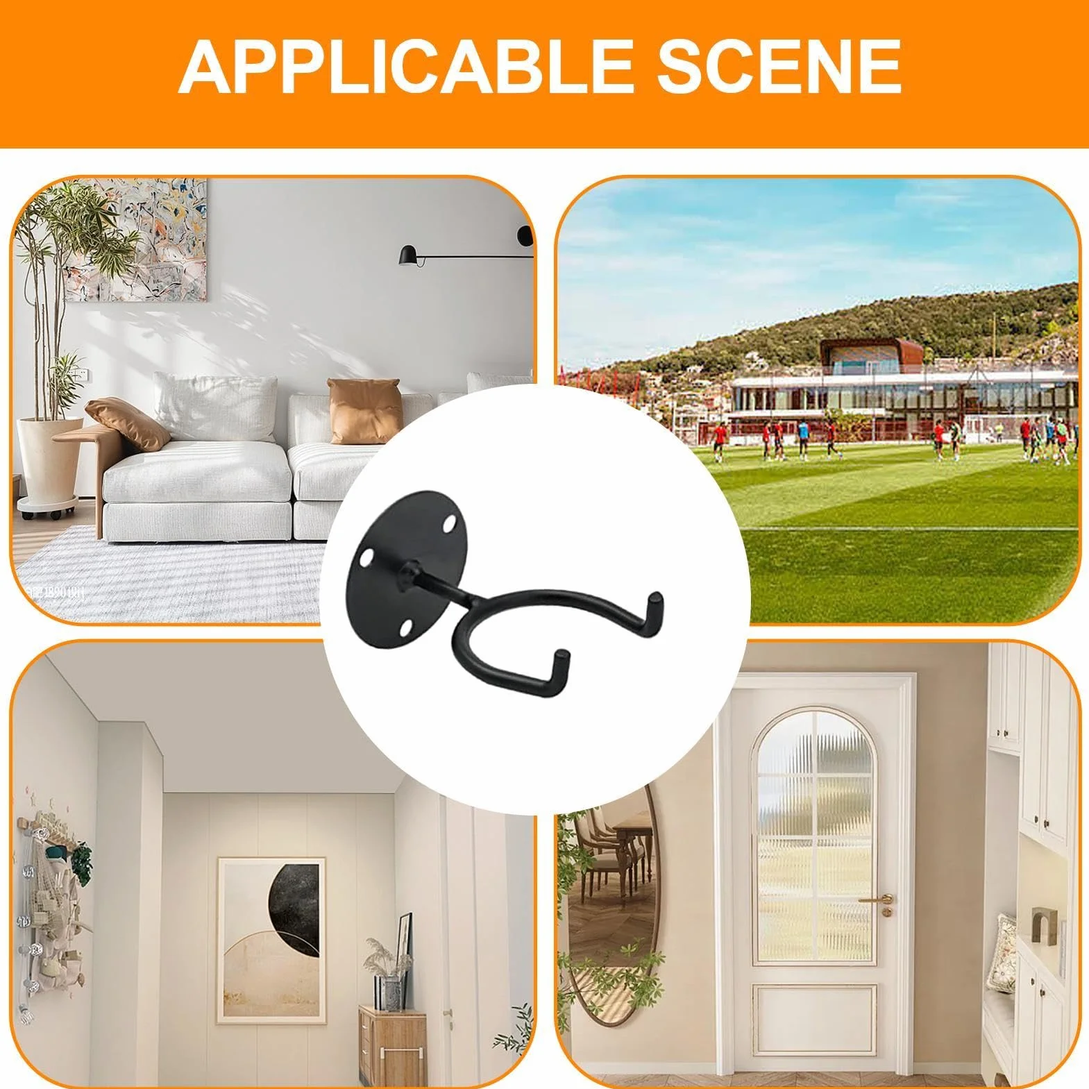 Soporte de pared resistente para bate de béisbol, almacenamiento multifuncional de metal