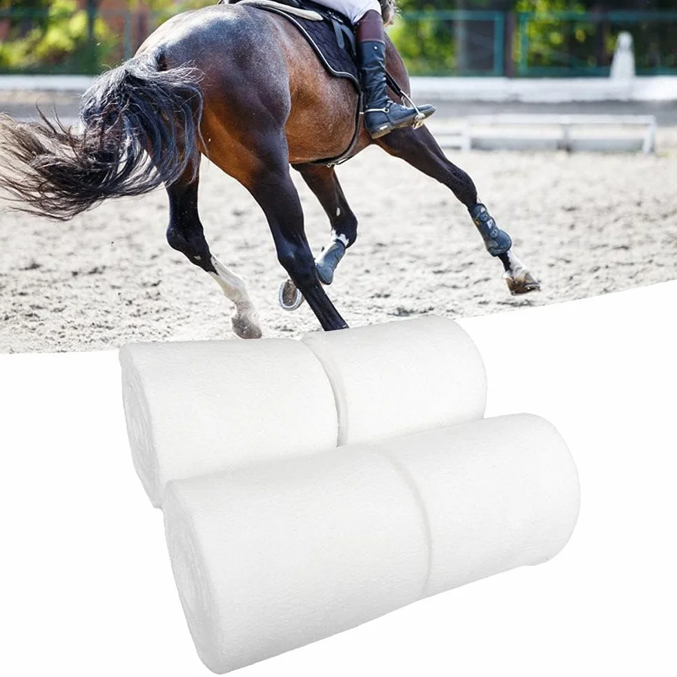Agatige Envolturas de Pata de Caballo, 250x12cm 4 Rollos Envolturas de Pierna de Caballo Vellón Grueso Vendaje de Pierna de Caballo Soporte Equipo Ecuestre Profesional para Patas de Caballo