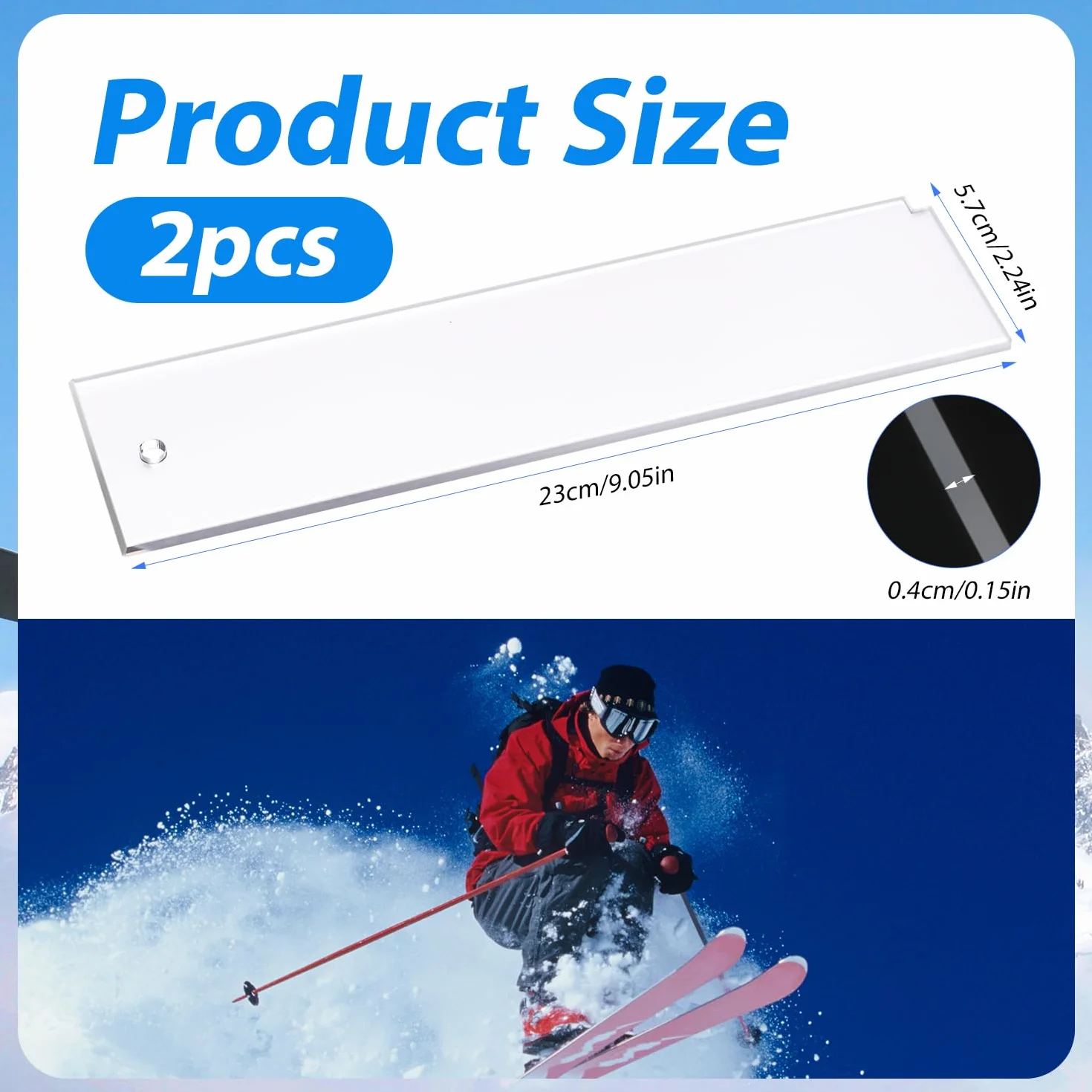 PEUTIER 2 Piezas Raspador de Cera para Esquí, 23x5,7cm, Plástico, Removedor para Snowboard