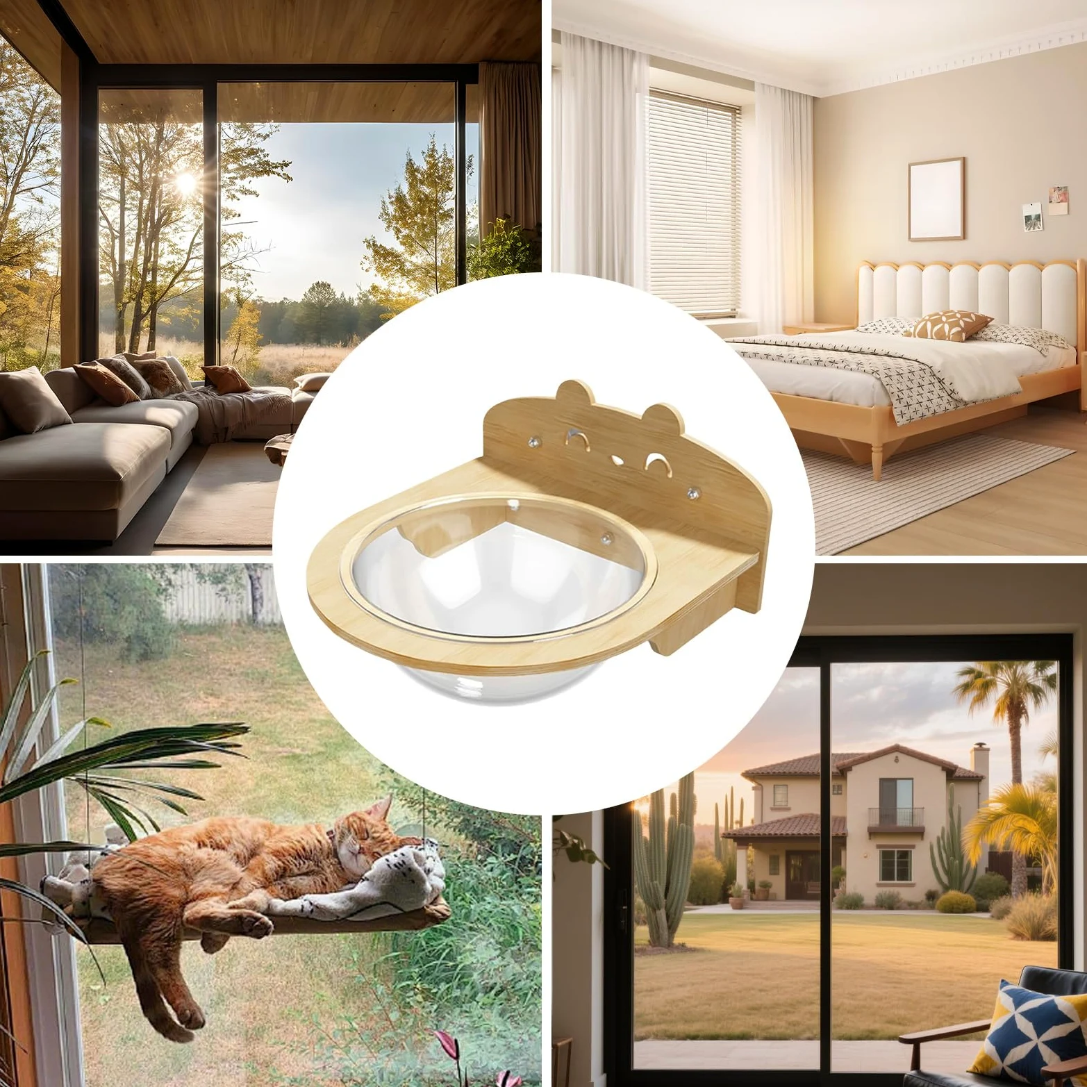 Hamaca Ventana Gatos Ahorro Espacio para Escalada | Hamaca Ventana Gatos Con Ventosas Mascota Apartamento Pequeño Oficinas En Casa Salones Dormitorios Cocinas Patios Terrazas