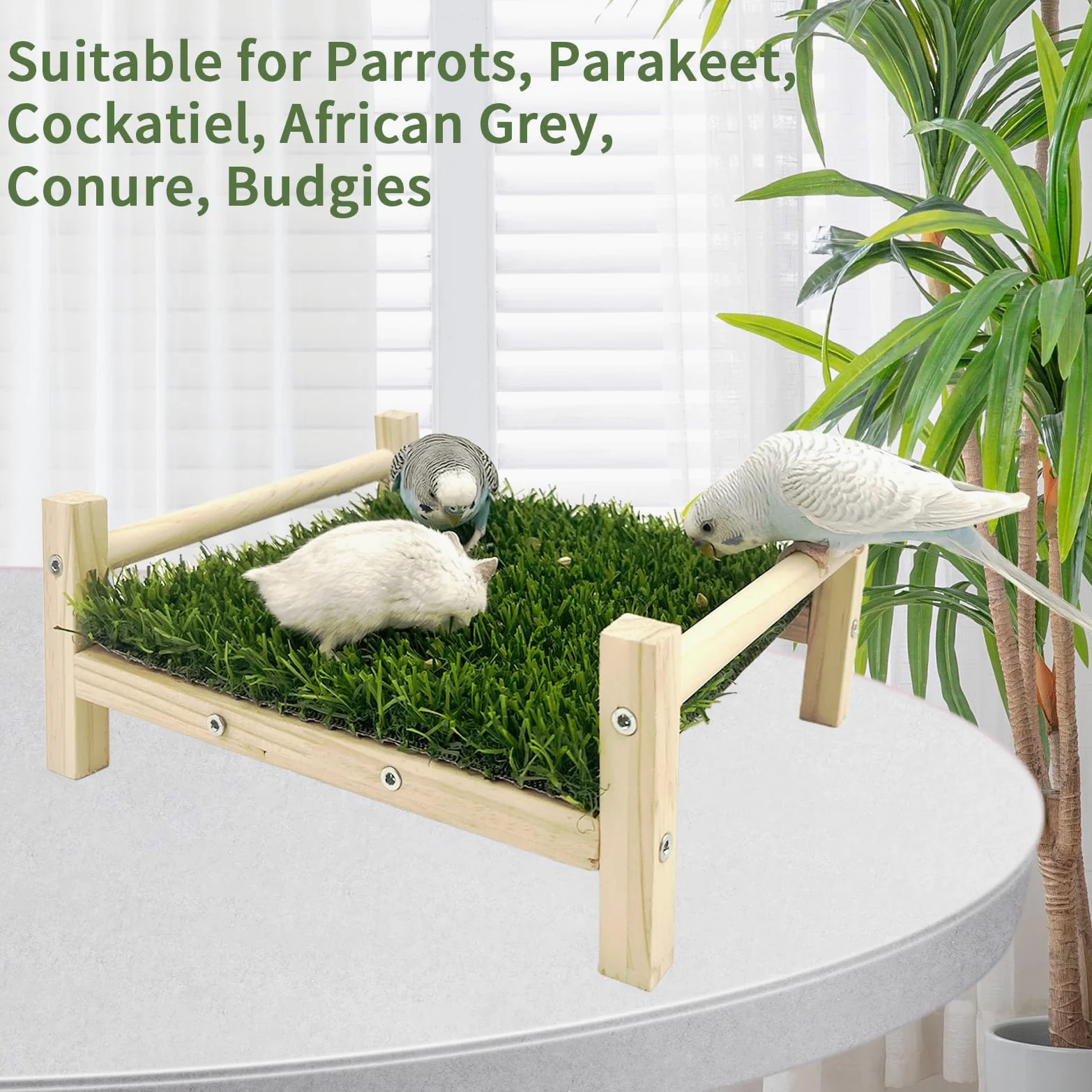 FlidRunest Cama de forraje para pájaros, cama hamaca para loro, cama de perca de pasto, plataforma de perca para pájaros, juguete de forraje para periquitos, loros, cacatúas, tortolitos, periquitos