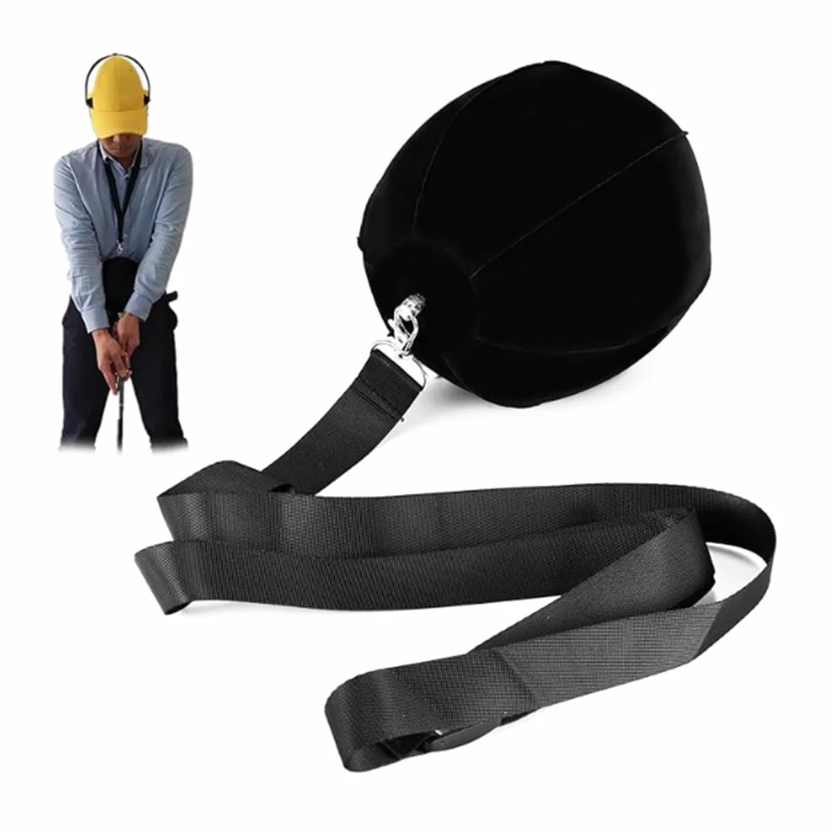 Namvo Golf Swing Training Aid Smart Ball Assist Practice Corrección de Postura Ajustable Negro
