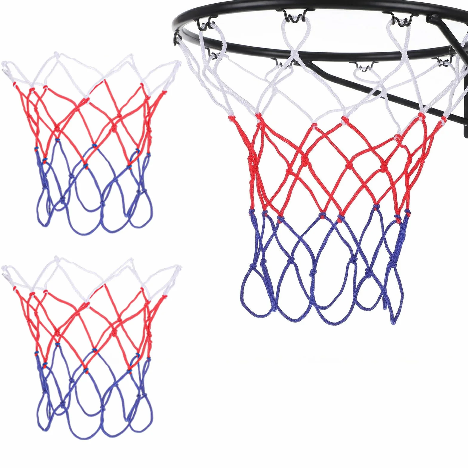 Red de baloncesto de repuesto, 2 piezas, 8 bucles, interior y exterior