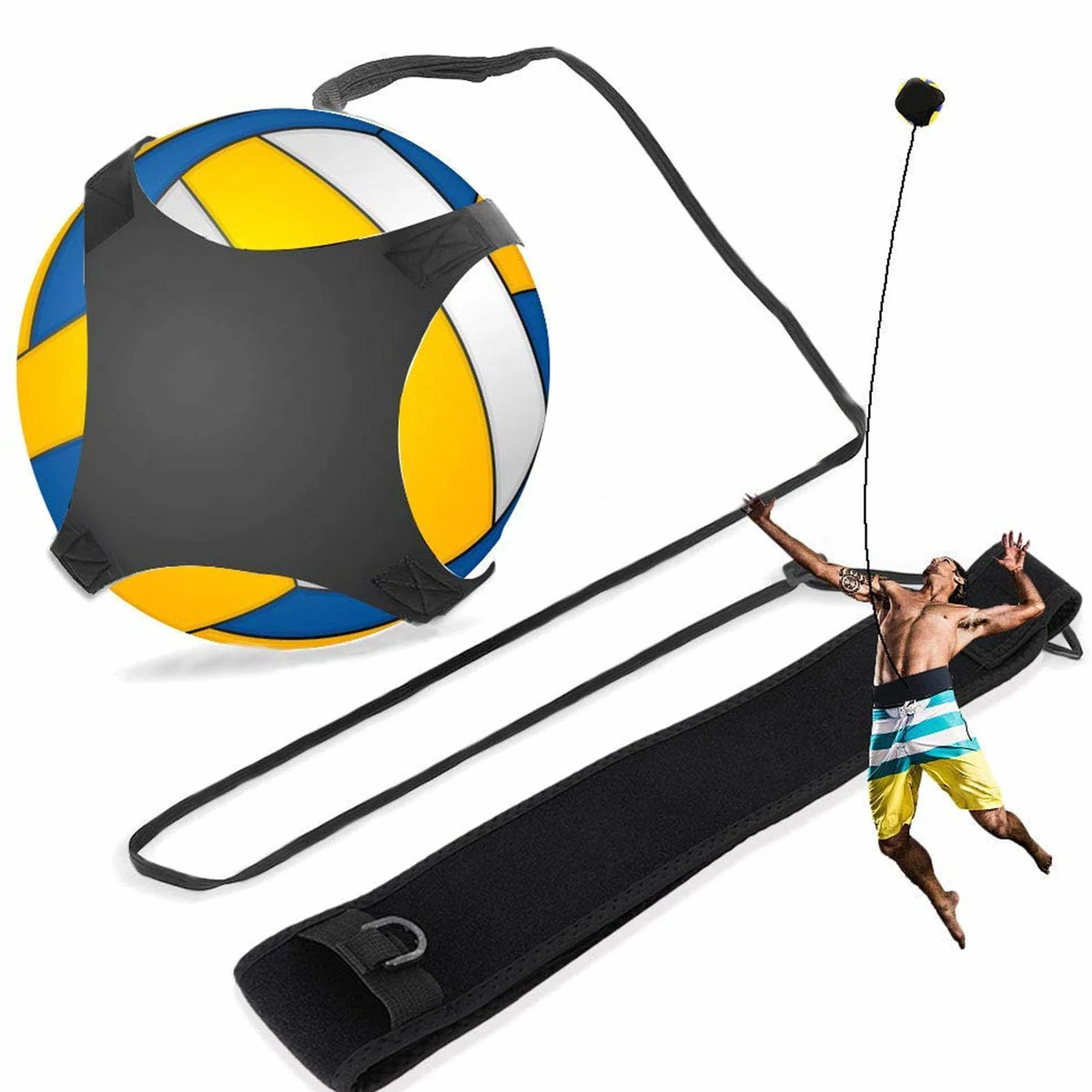 Cinturón Entrenamiento Voleibol Ajustable Bádminton Spike Trainer Kit Práctica Individual