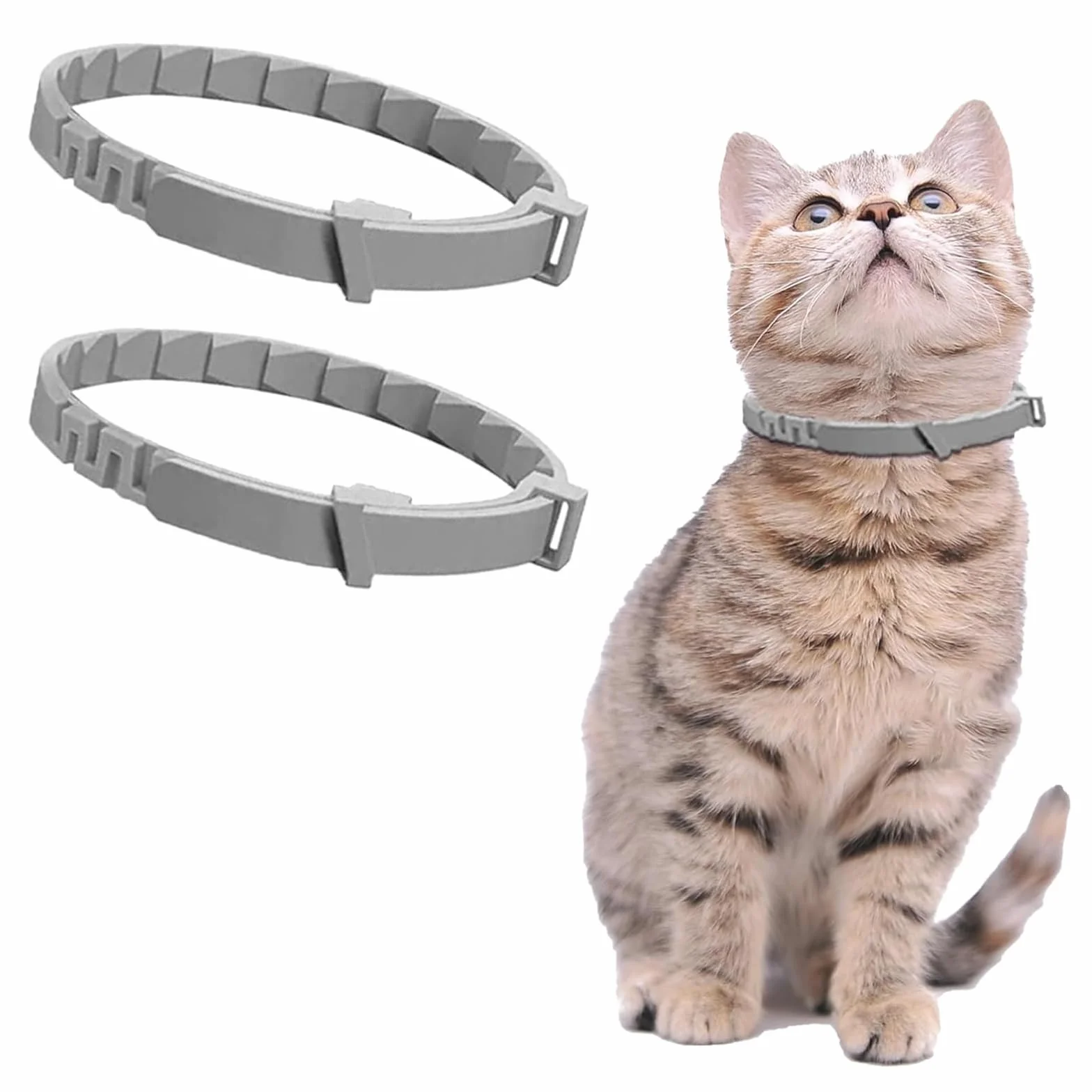 2 Collares Antipulgas Para Gatos, Collar Antiparasitario Seguro Y Eficaz, En Gris, Accesorio Para Mascotas, Protección Para Gatos