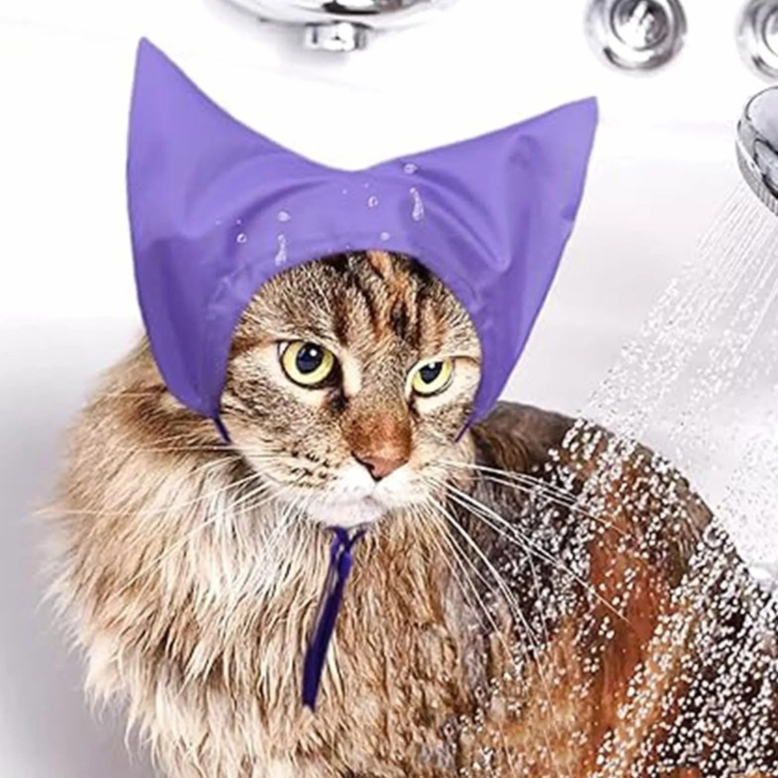 Gorros de baño impermeables para gatos de varios tamaños, cómodos sombreros de ducha protectores de oídos para mascotas para el hogar y salón de mascotas