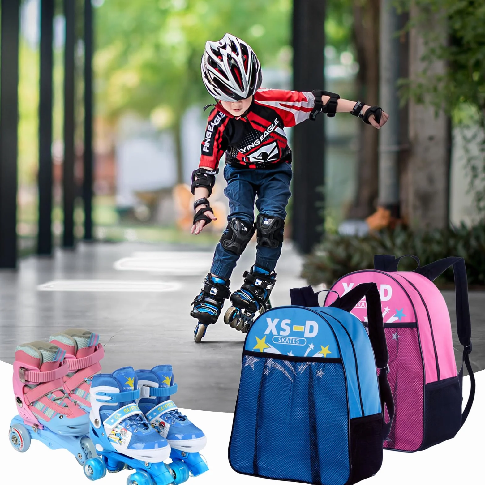Bolsa para Patines en Linea Gran Capacidad Correa Ajustable Unisex Niños