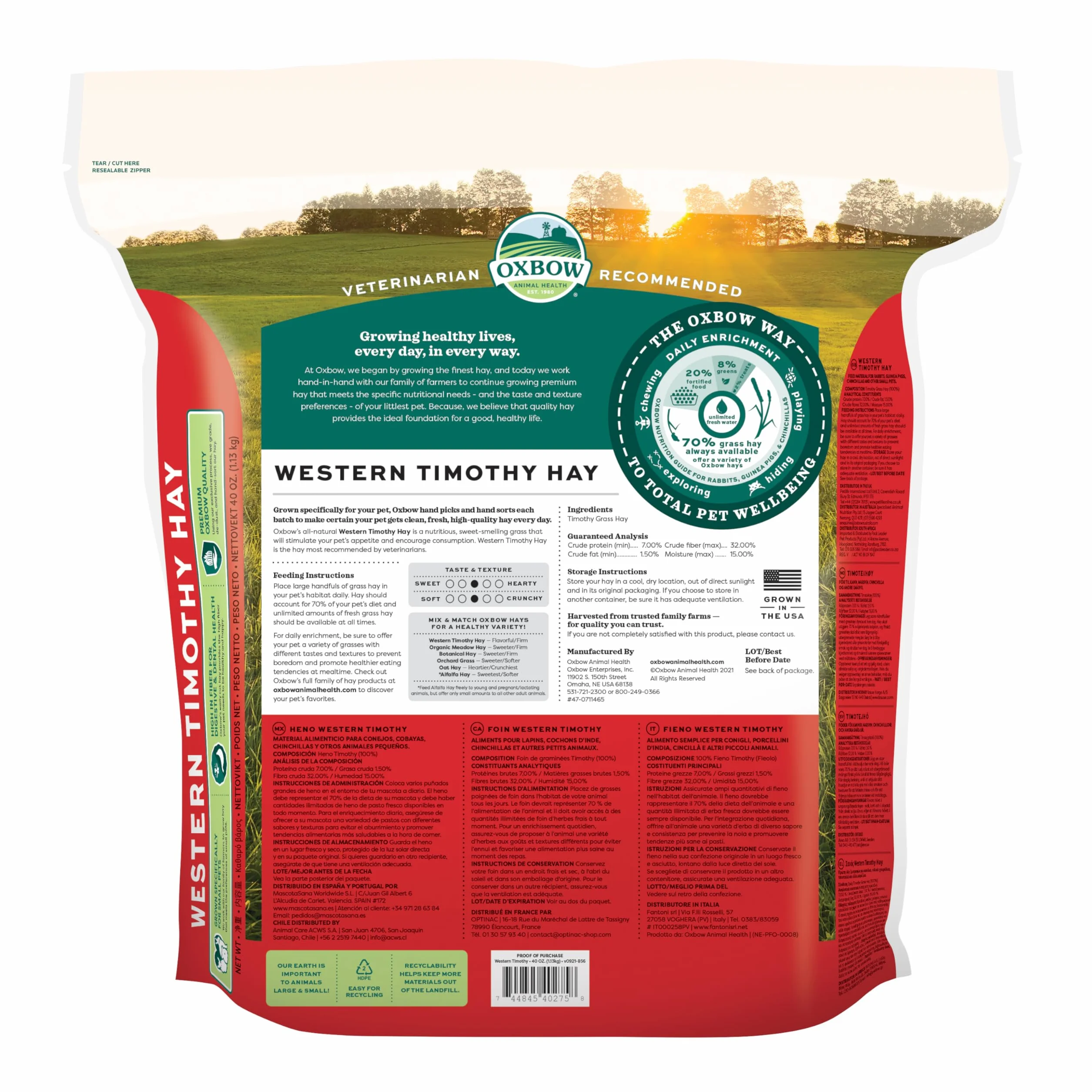 Petlife Oxbow Western Timothy Hay for Small Pet, 1.1 Kg