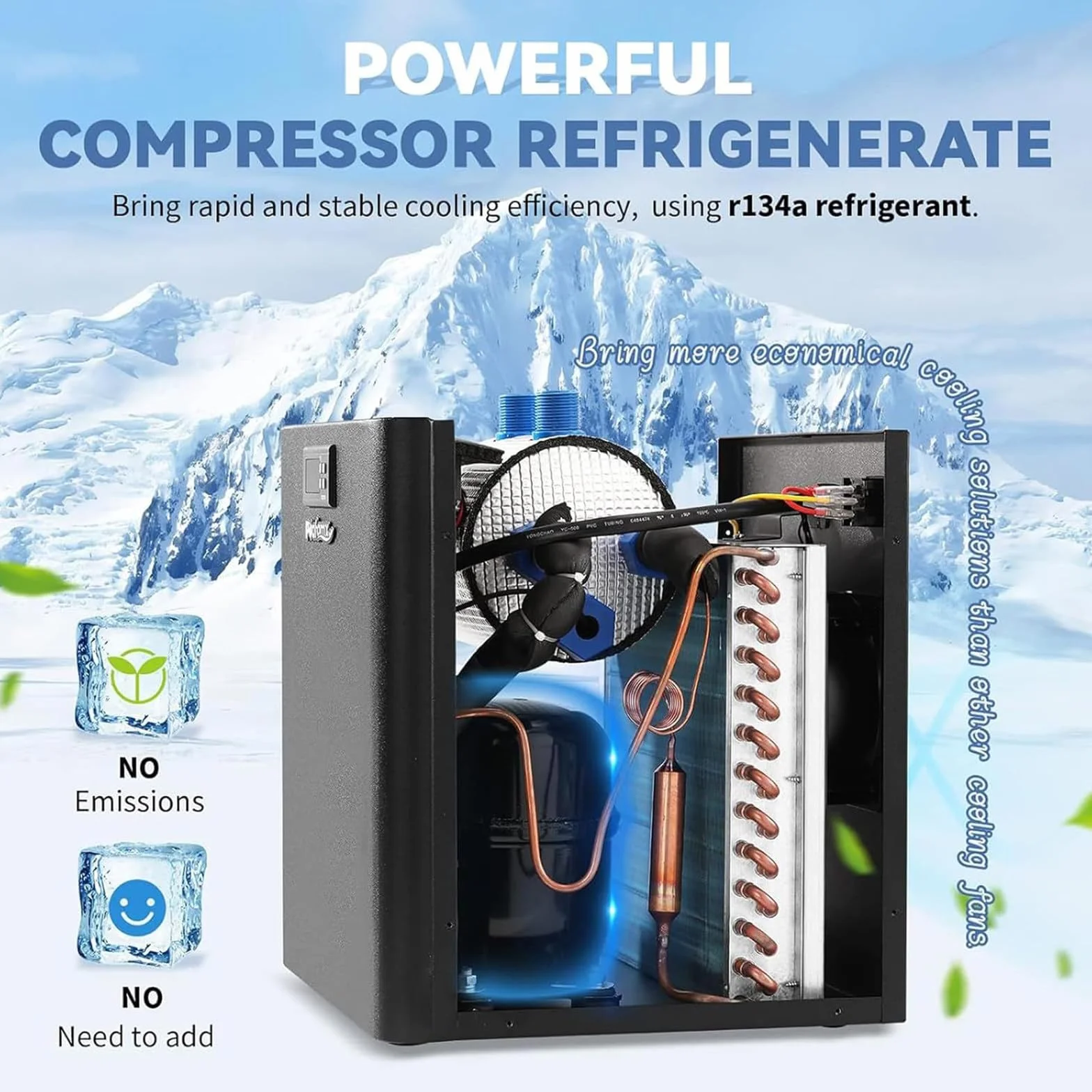 Enfriador de Agua para Acuario para Tanque de Peces compresor de refrigeración Axolotl Agua Salada, Medusas de Coral de Agua Dulce 300L/79gal | compresor de refrigeración Axolotl Agua Salada, Medusas de Coral de Agua Dulce