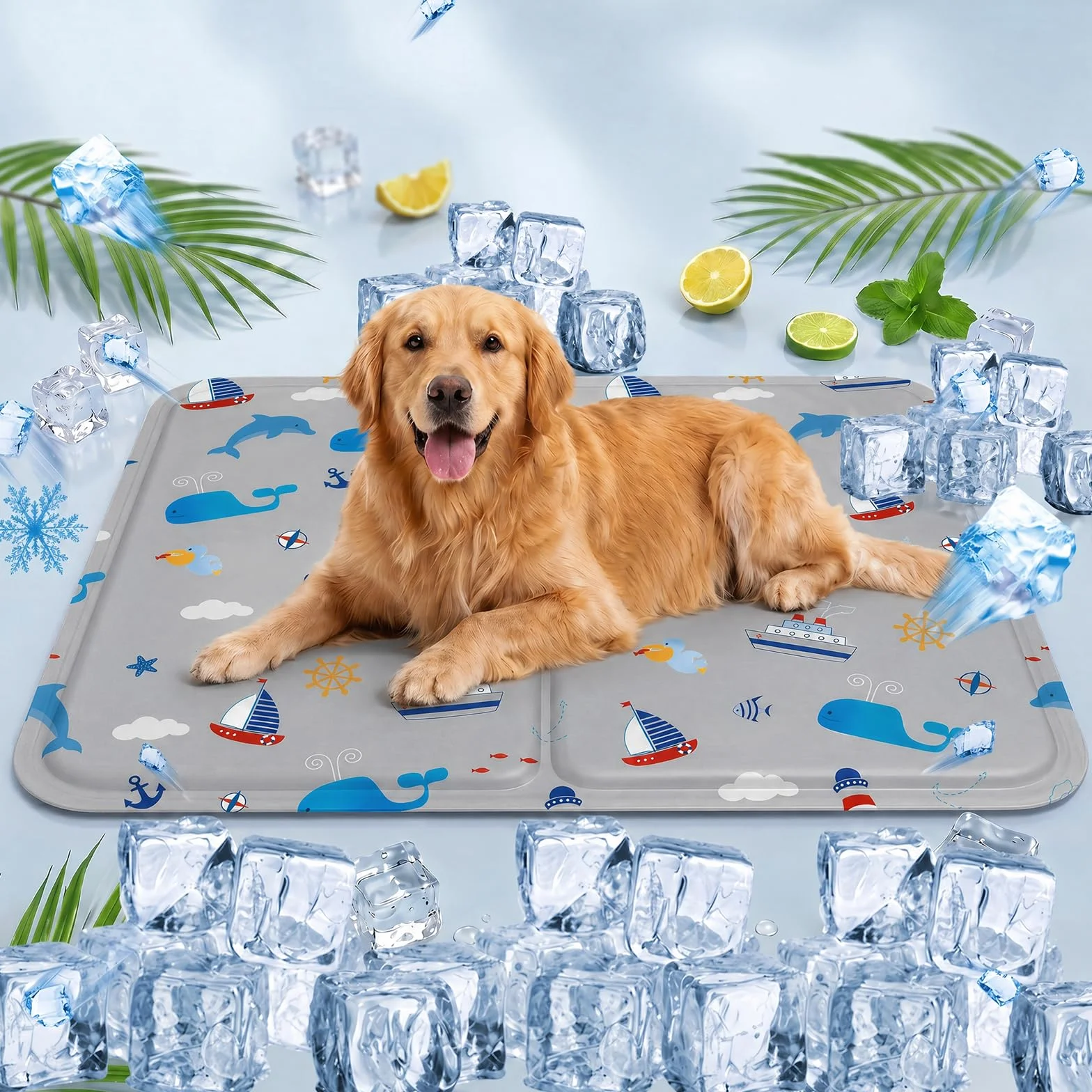 Alfombra Refrescante para Perro Gato,Mascotas Alfombrilla Autoenfriante,Camas refrescante para Mascotas,Prueba de Arañazos/Impermeable/Antideslizante,para en Verano,50x60cm, L, Gris