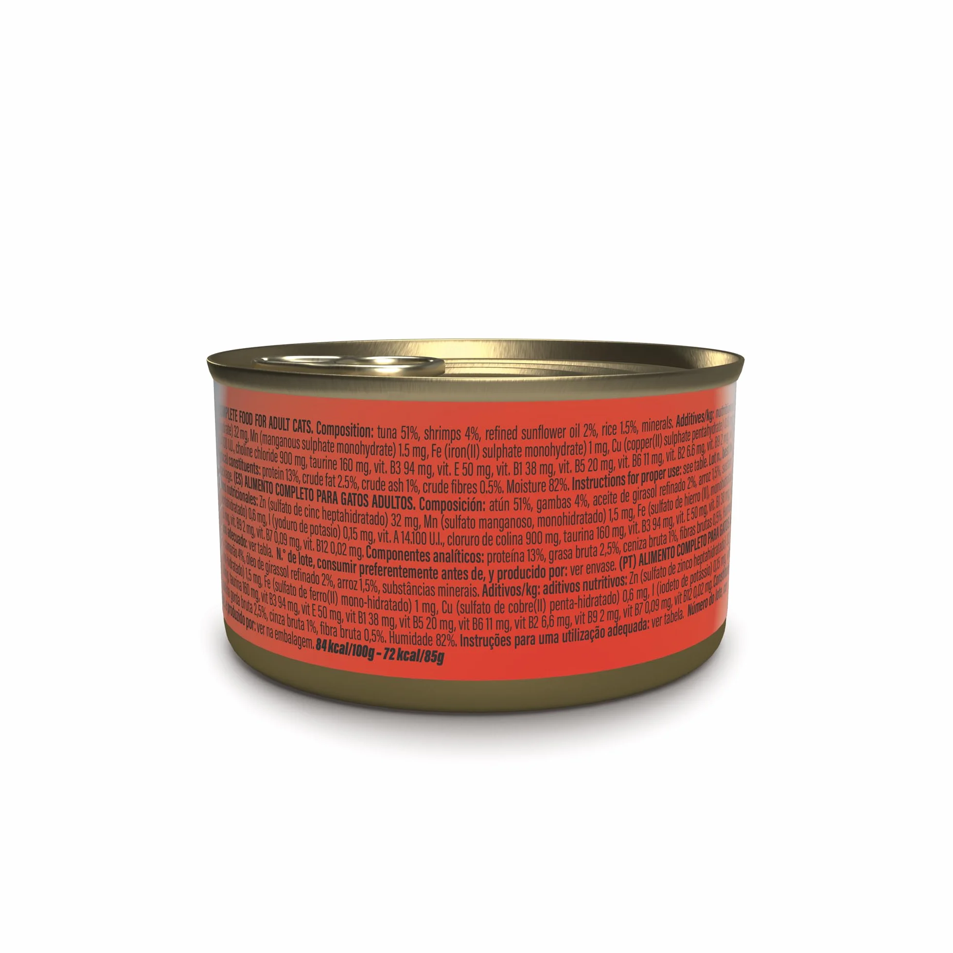 Schesir Atún con Gambas en Gelatina, Comida Húmeda para Gatos, en Latas, 100% Natural, con Vitaminas Añadidas, 12 x 85g