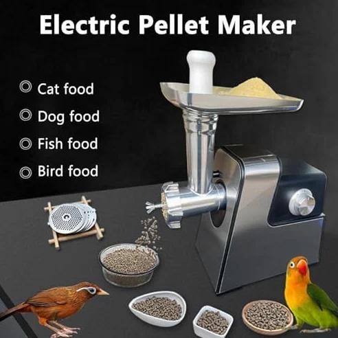 Molinillo eléctrico de pellets para alimentación de mascotas, cuchillas ajustables de acero inoxidable, 220 V, uso doméstico, fabricante de alimentos duradero para aves de corral, peces, pájaros y