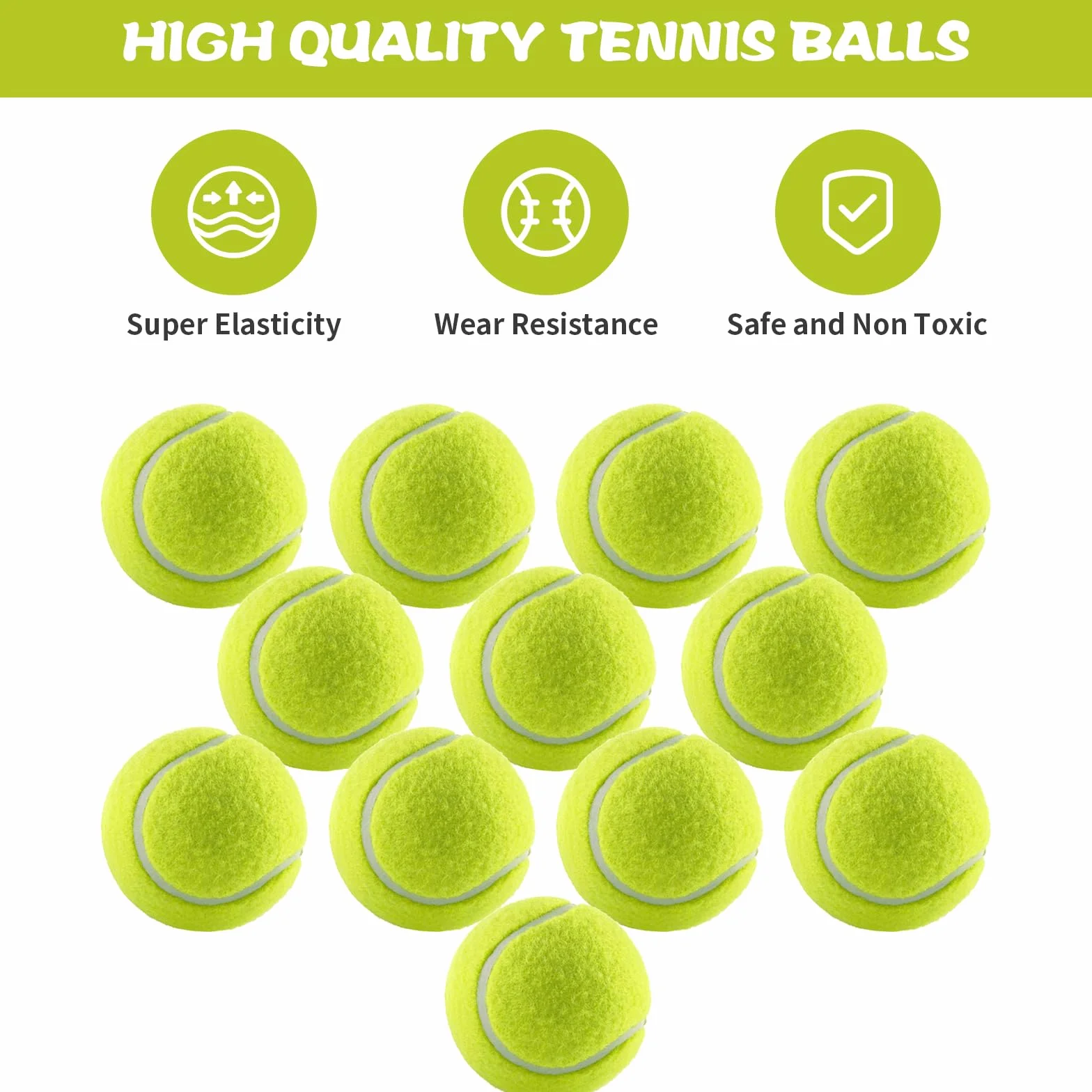 Pelotas de Tenis 12 Piezas para Práctica, Principiantes, Máquinas y Perros