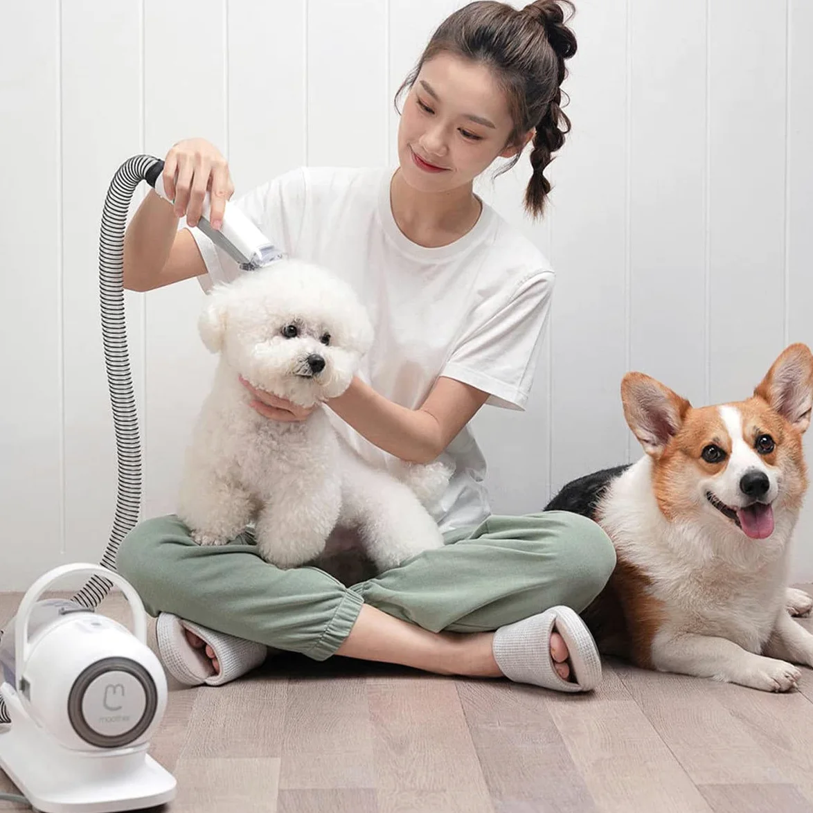 Actualice el Kit de Aseo para Mascotas 5 en 1 Aspirador de Pelo para Mascotas con Maquina Cortar Pelo Perros, Cepillo para el Cuidado de Mascotas, Peine para Adelgazar, Cepillo de Limpieza