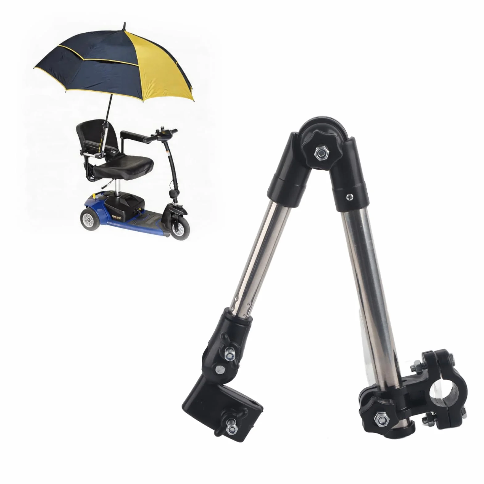 Soporte de Paraguas Telescópico 360° Ajustable Negro para Bicicleta