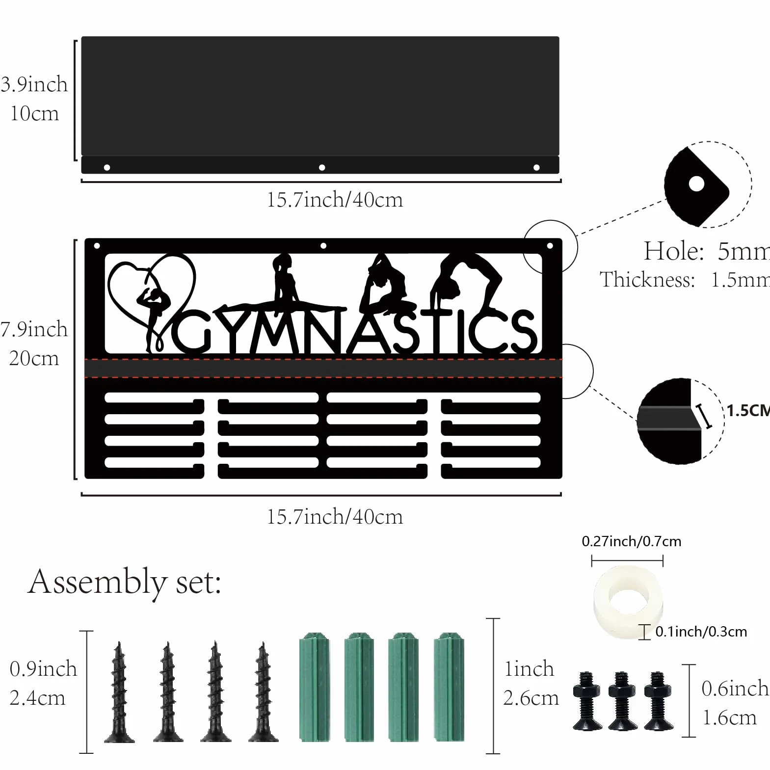 CREATCABIN Colgador Medallas Gimnasia Estante para Trofeos 40x20x10cm Metal