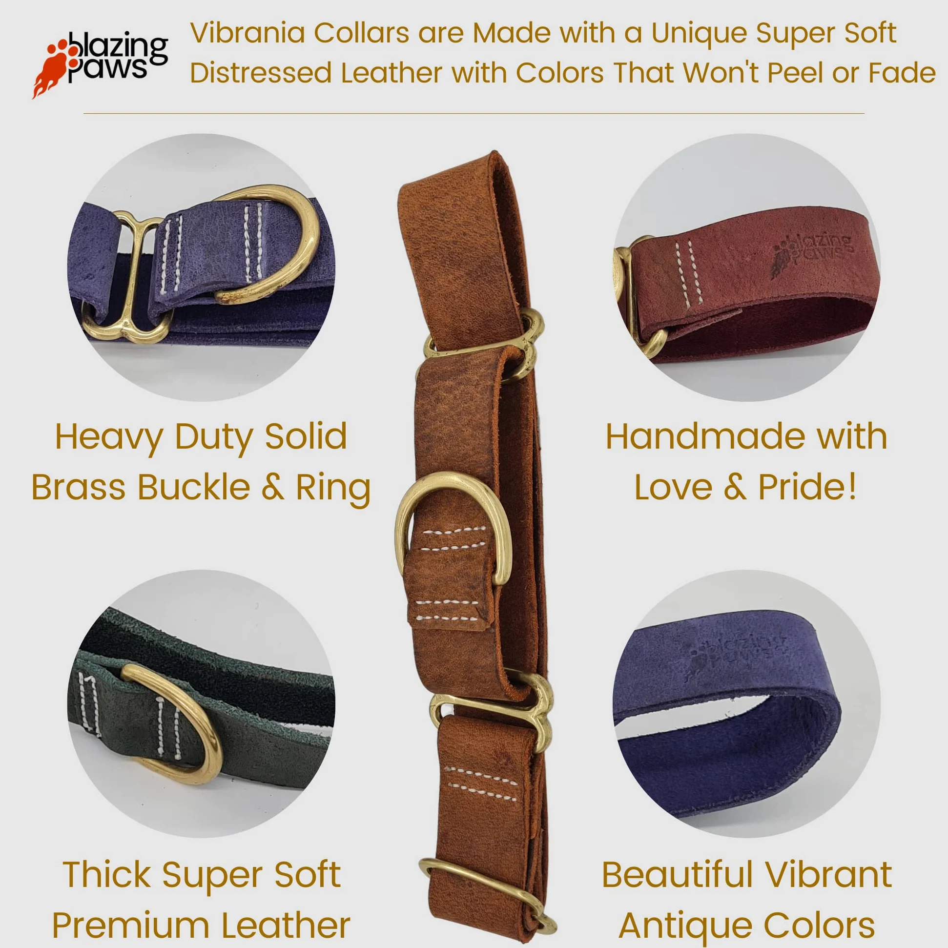 Vibrington Martingale - Collar de cuero para perro, sin cordones, ajustable, para perros grandes XL XXL, 1.5 pulgadas de ancho en tonos coloridos de cuero envejecido grueso (rojo cereza
