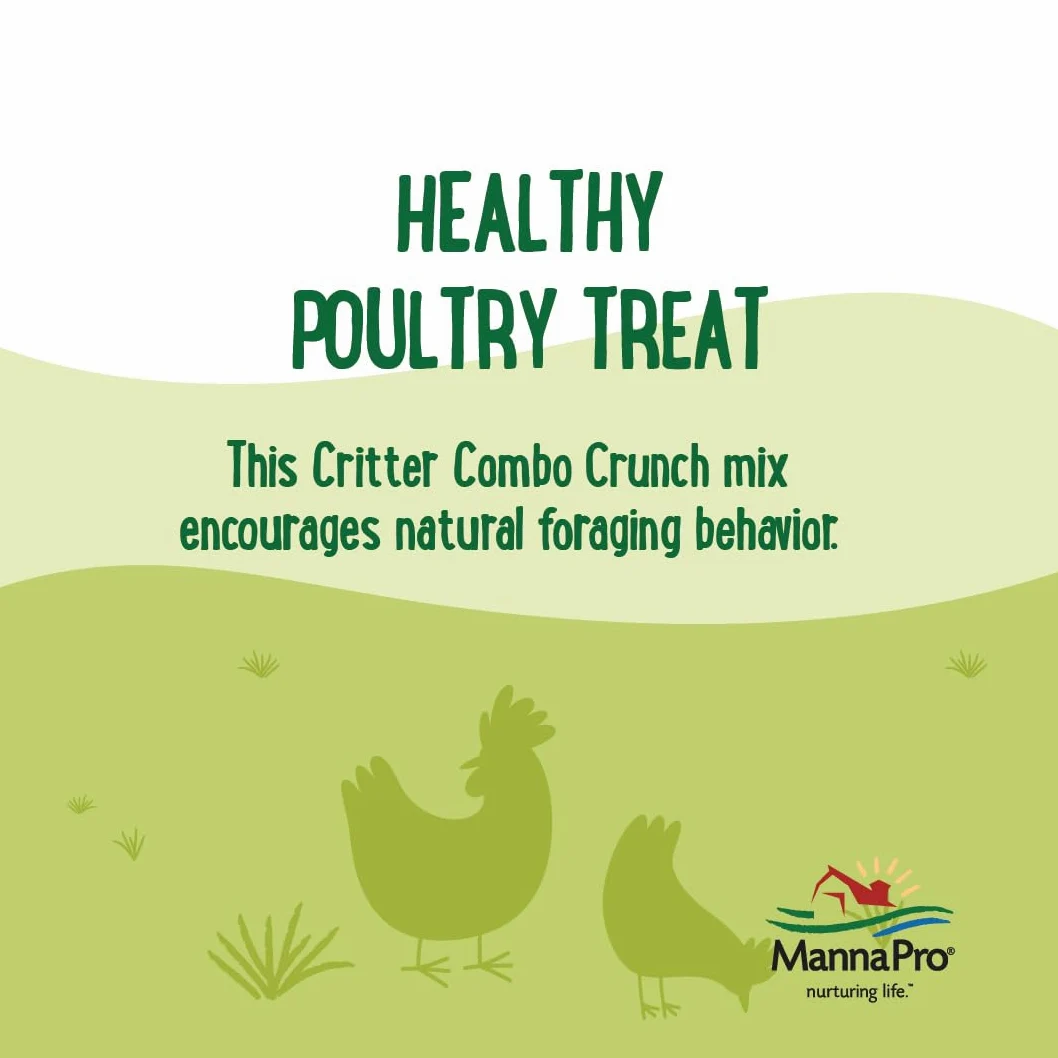 Manna Pro Farmhouse Favorites Critter Combo Crunch - Golosinas para Aves de Corral con proteínas Que promueve el Comportamiento Natural de la alimentación, Mezcla 100% Natural de Larvas Negras de