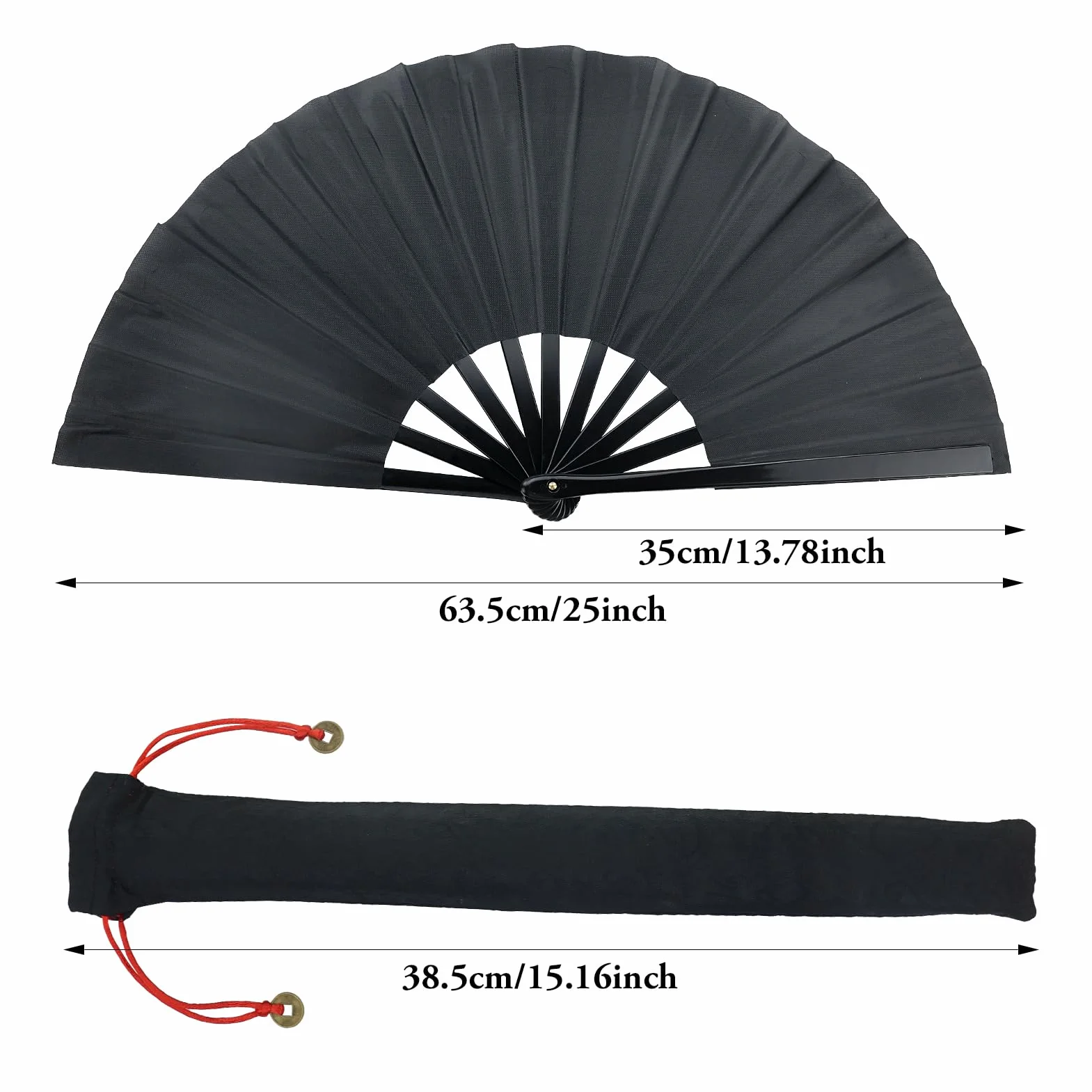 Abanicos Seda Plegables Portátiles 3 Piezas con Funda Tela Protectora para Danzas Disfraces Decoración