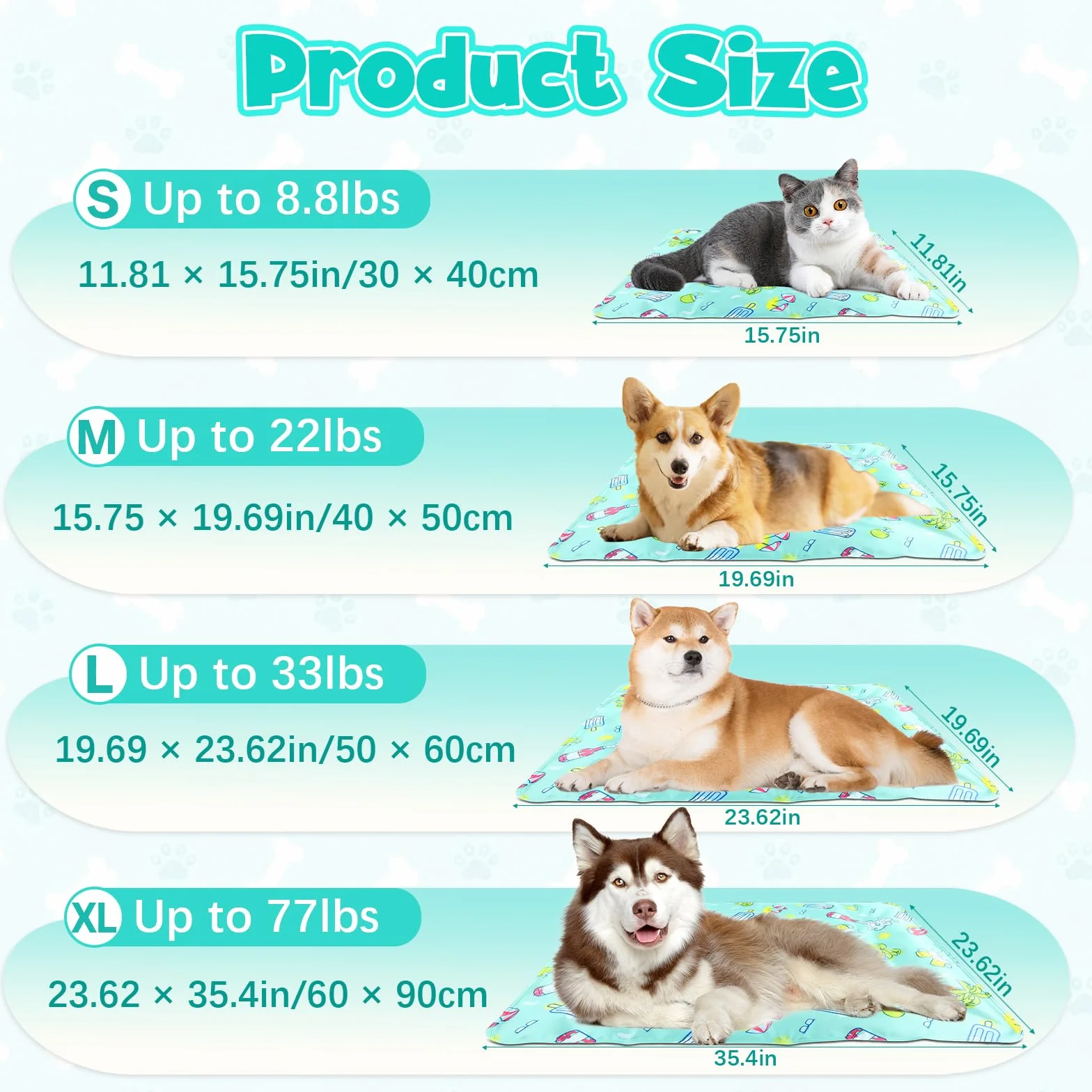 Alfombra Refrescante para Perros y Gatos,40 x 50 CM Alfombrilla de Enfriamiento para Mascotas, Pet Cooling Mat, Autoenfriante, Manta Refrescante para Perros para Sofás Camping,Piso