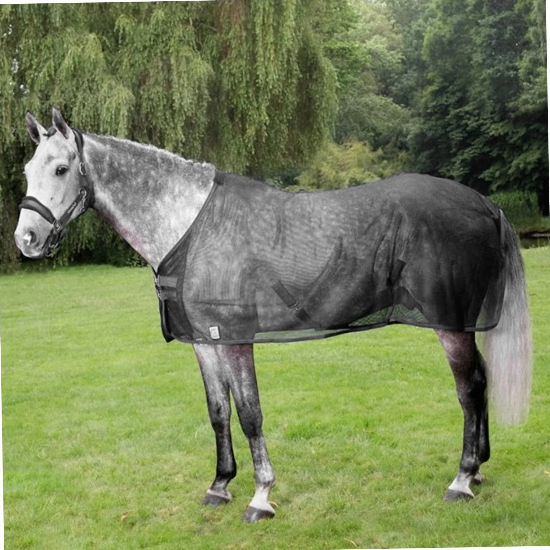 Manta mosquitera Ajustable para Caballos, protección UV y Malla Transpirable para Caballos Reales, Manta mosquitera con Hebilla, Exterior para Reales.