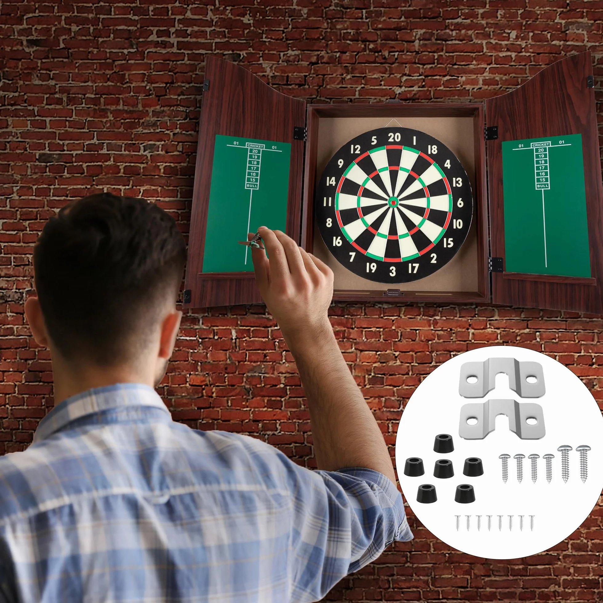 CyeeLife Juego de 2 soportes de pared para tablero de dardos de acero