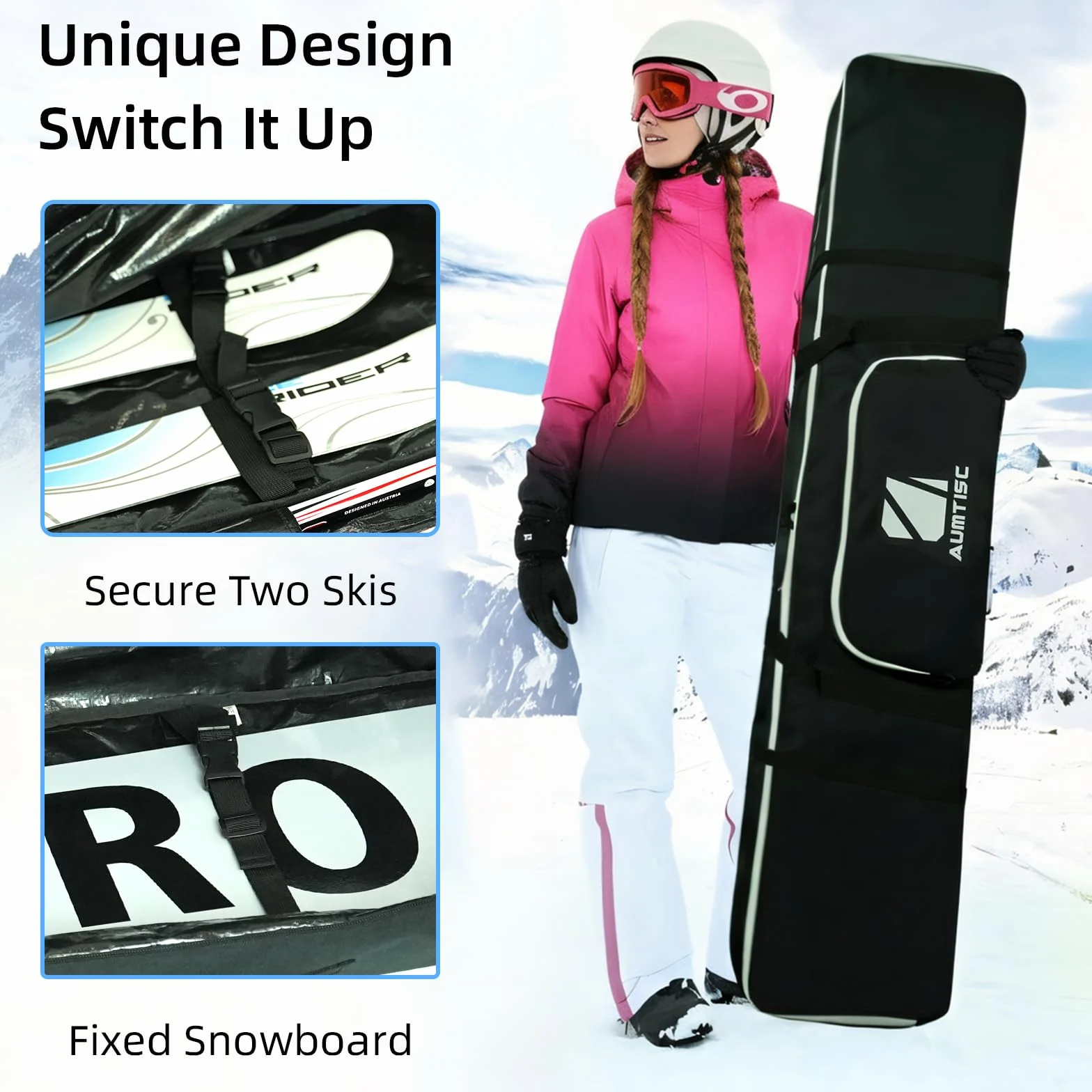 AUMTISC Bolsa de viaje para snowboard impermeable 155 cm azul
