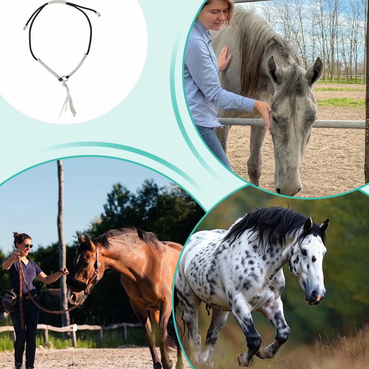 Riendas De Caballo Estilo Western | Pretal para Caballos | Cabezada Tejida a Mano con Flecos Ayuda para la Obediencia de Jinete y Espectáculos Ecuestres en Clubes Hípicos