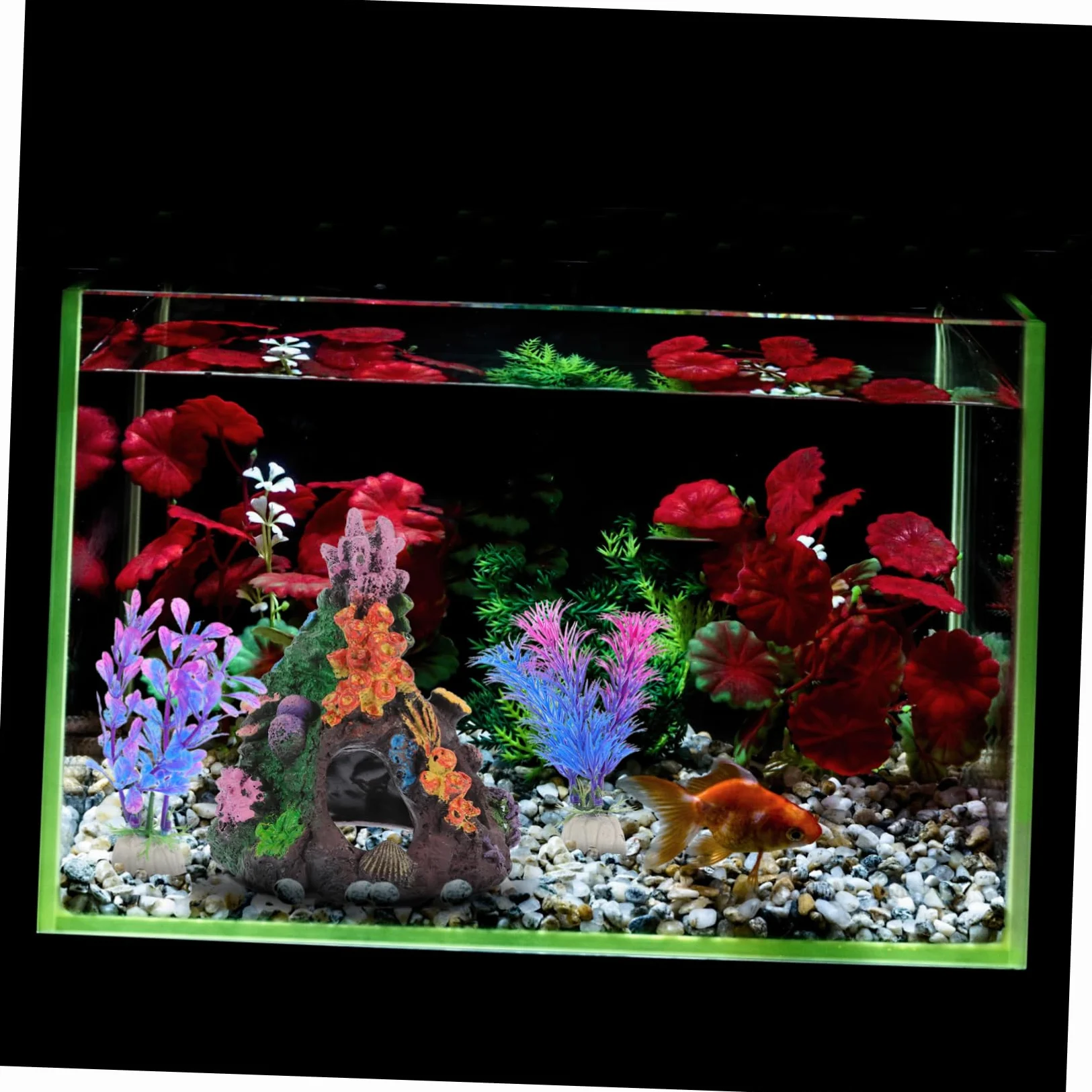 POPETPOP 4 Juegos Acuario Plantas Acuaticas Decoracion Adornos Pecera Decoración De Coral De Imitación Decoraciones De Peceras Planta Artificial Casera El Plastico 5 Piezas * 4