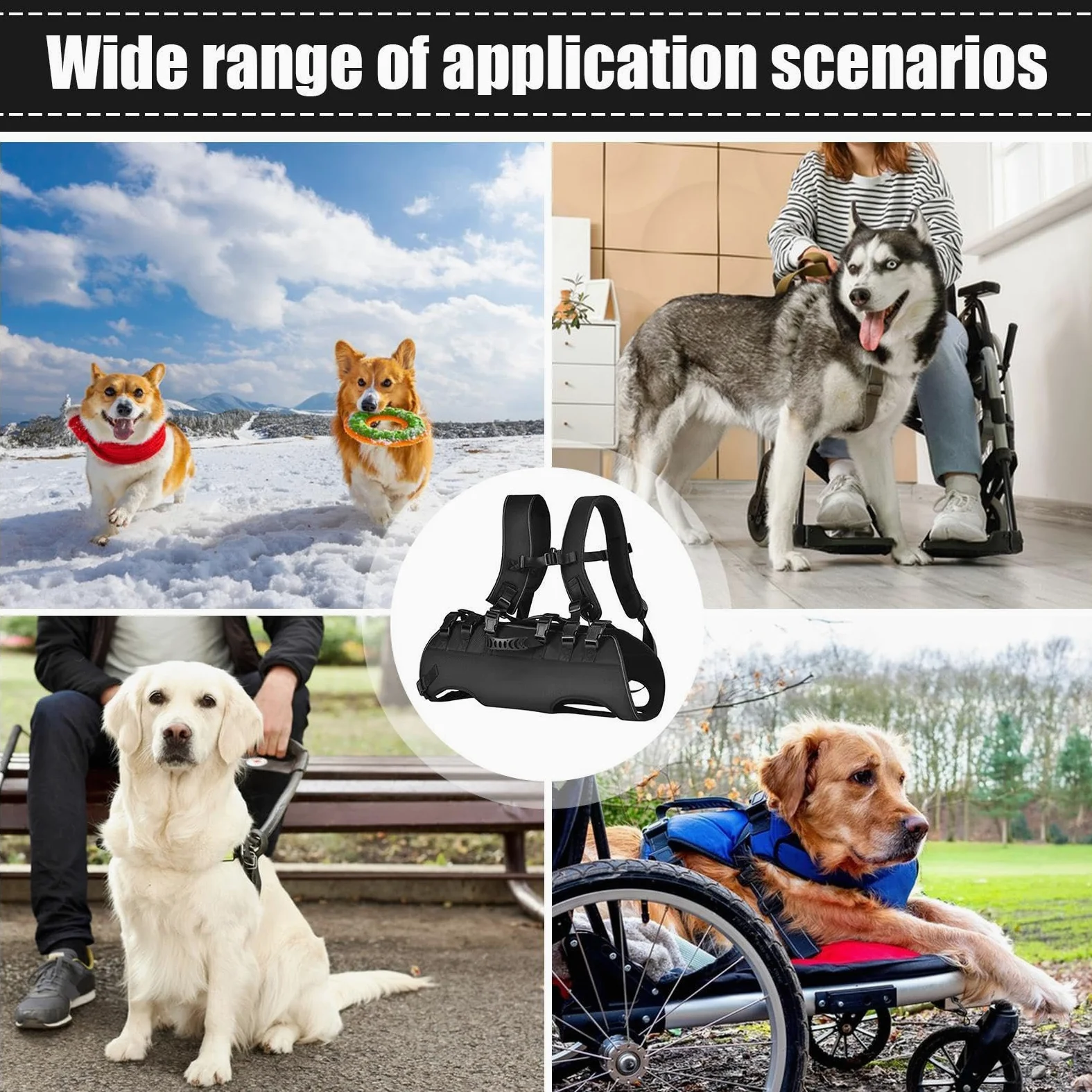 Arnés de elevación para perros mayores, soporte trasero de cadera para | mascotas, soporte transpirable y correa de recuperación, elevación de cadera trasera ajustable para perros mayores, lesionado
