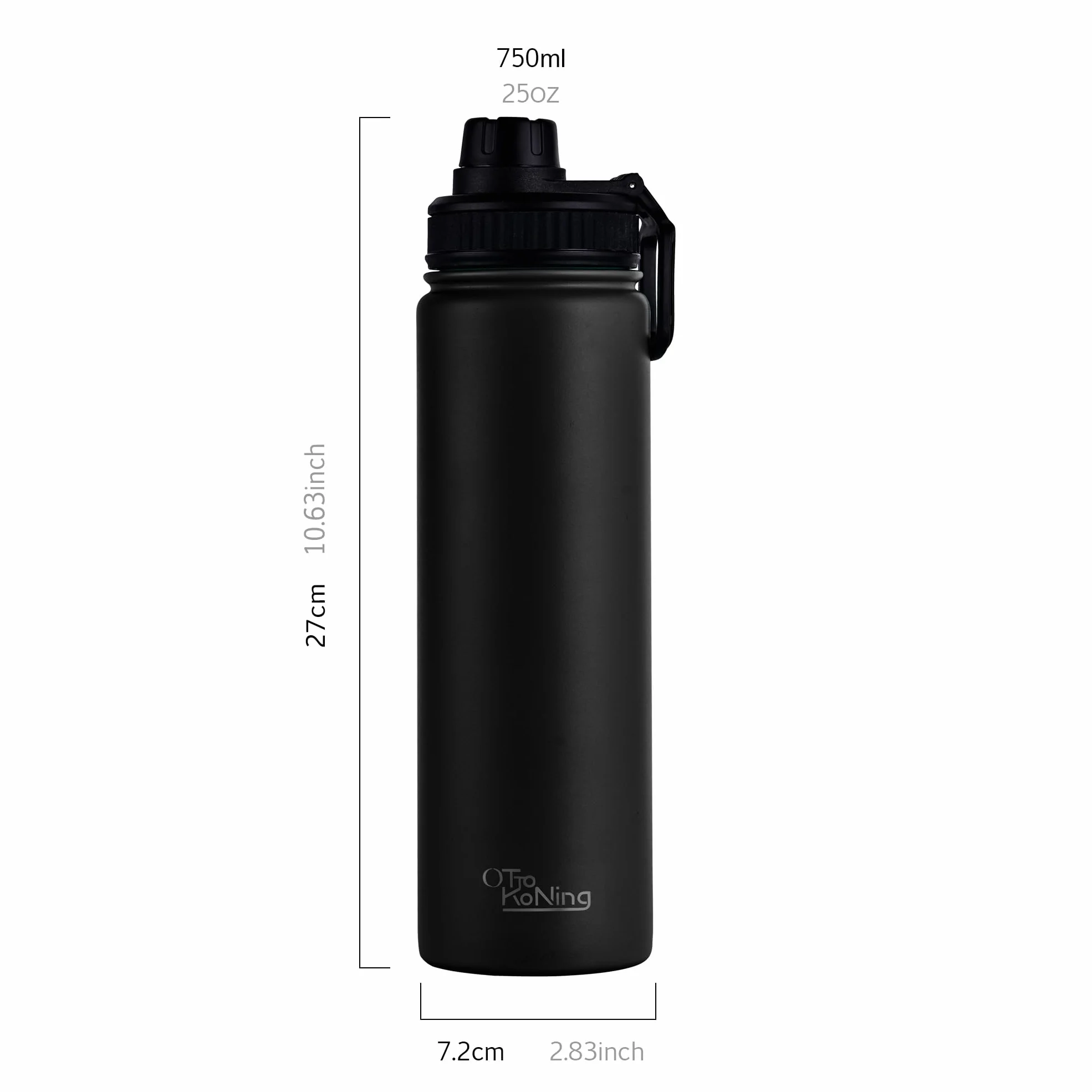 Otto Koning Botella Agua Acero Inoxidable 750ml Termo Café Doble Pared Aislada al Vacio Antigoteo BPA Free