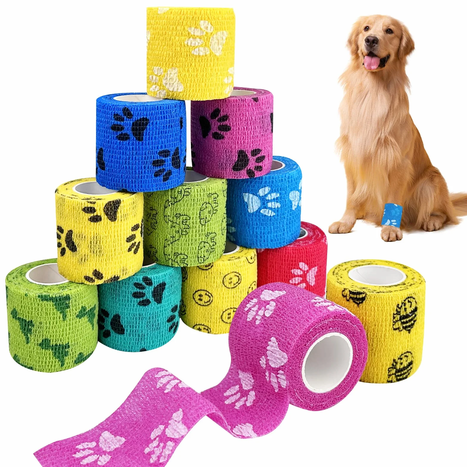 Lixiluxia 12 Rollos Venda Cohesiva Autoadhesiva Deportiva 5cm x 4,5m