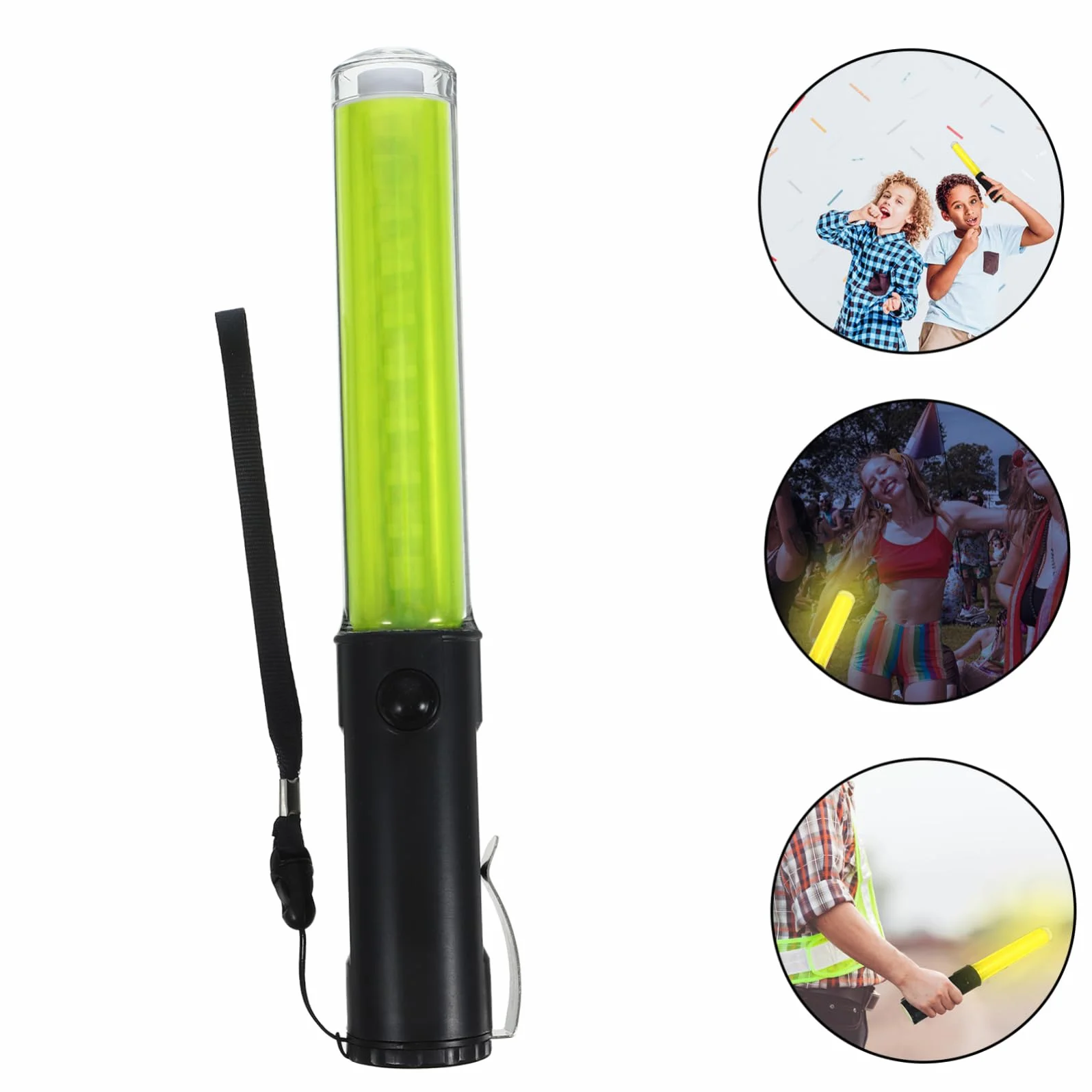 Varita de Luz LED 26 cm Amarilla Reutilizable Bastón Luminoso para Control de Tráfico