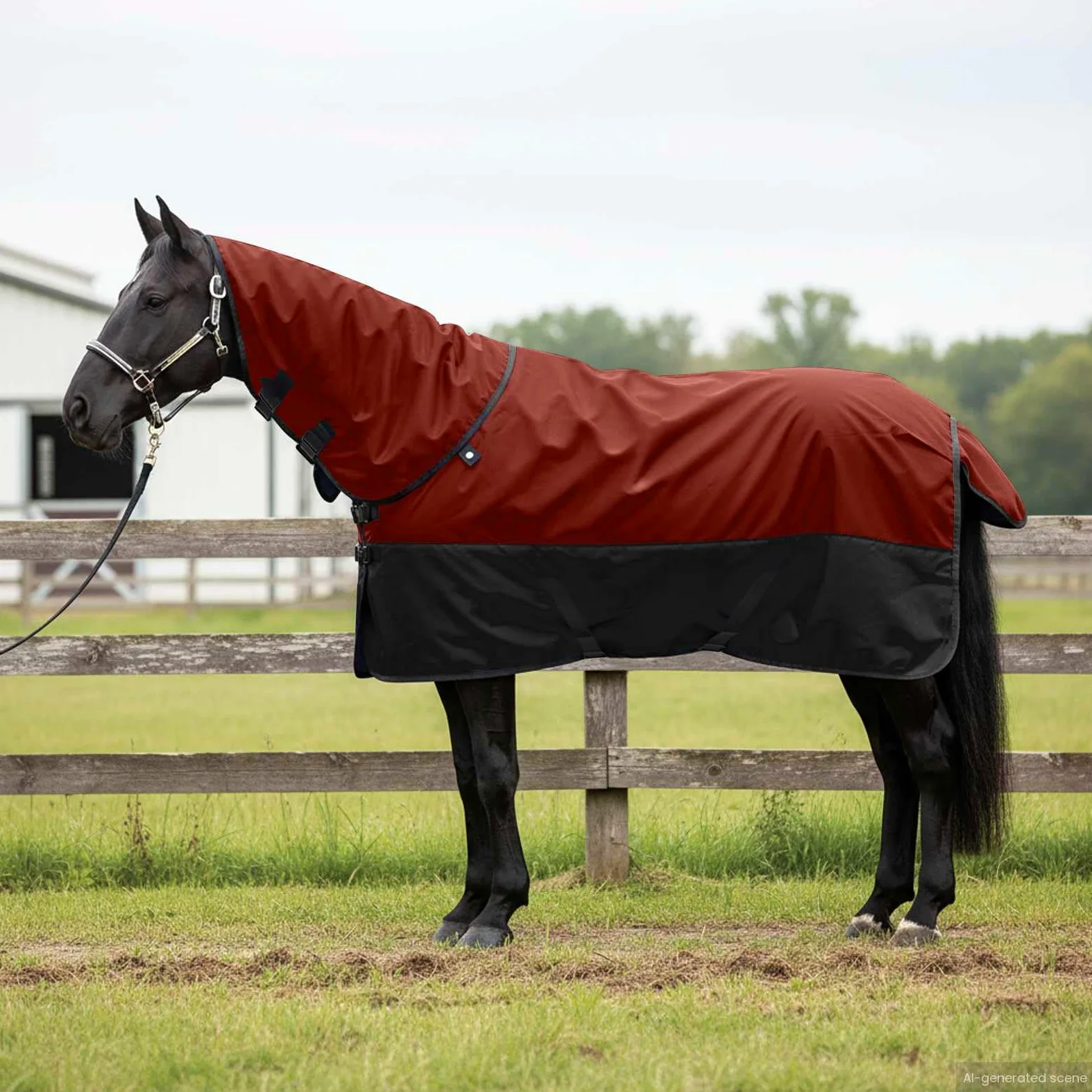 Manta para caballo, color verde oscuro y negro, 115 cm, poliéster, impermeable, transpirable, con cinturón abdominal y cierre en el pecho, para establo pasto y uso al aire libre
