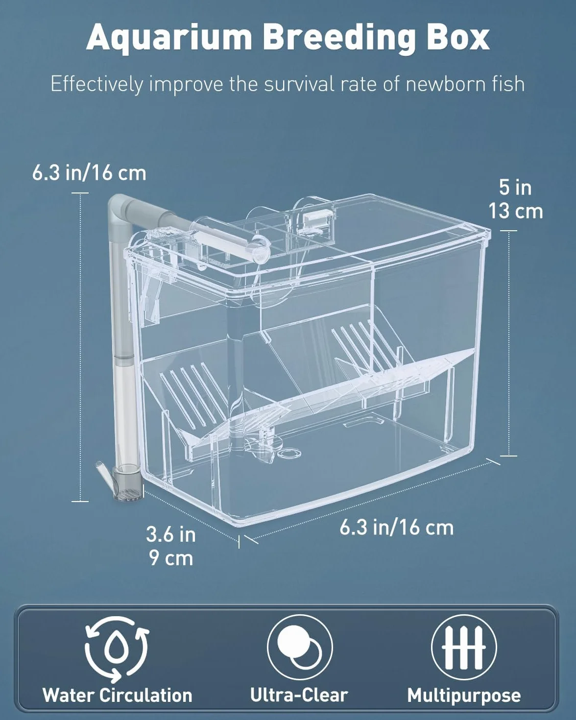 Pawfly Incubadora de Peces acrílico, criadero para alevines, camarones, Betta, pez Payaso, Caja de Aislamiento para Peces