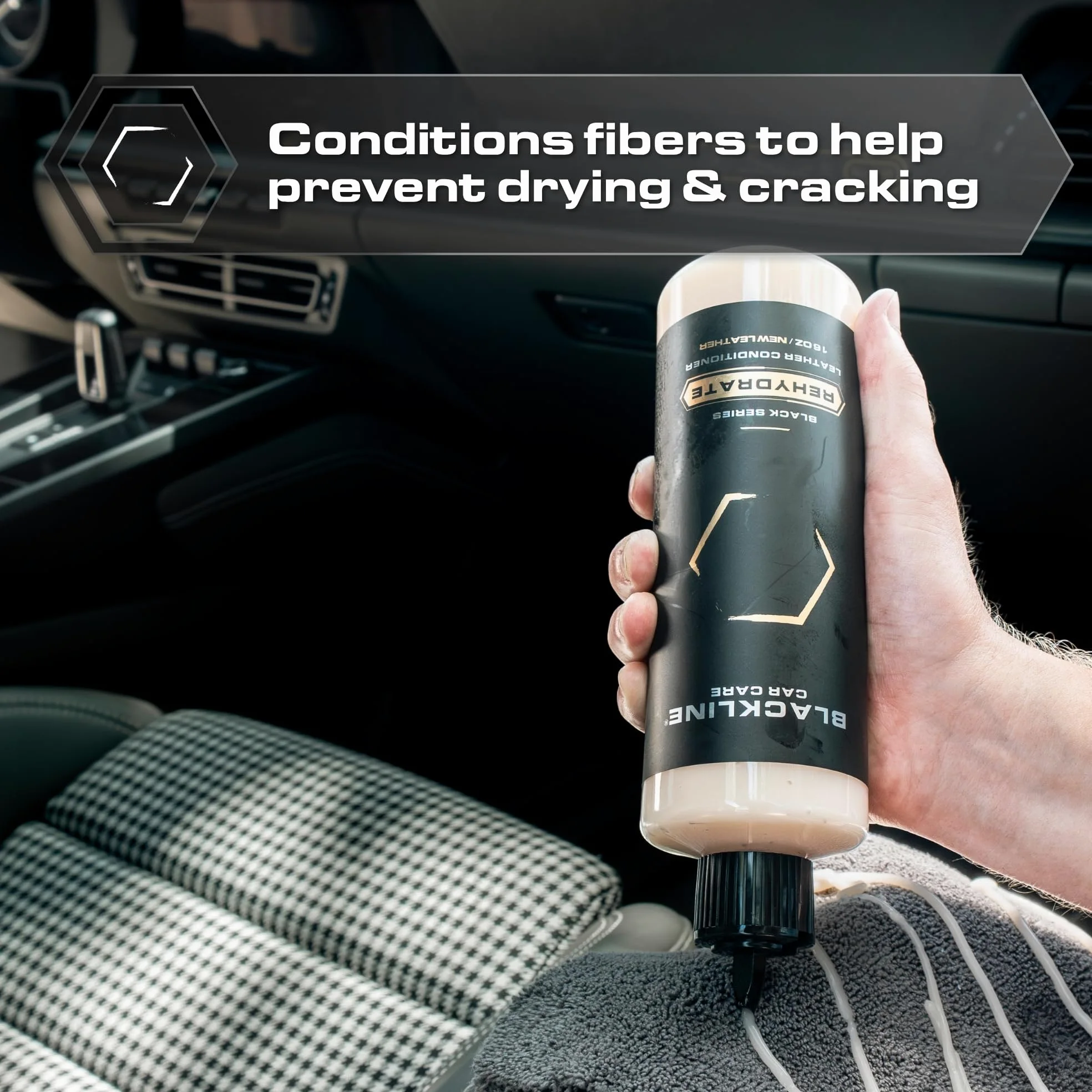 Blackline Car Care - Leather Rehydrate, acondicionador de cuero para todo el cuero - coches, muebles, zapatos y bolsos - 16 onzas líquidas