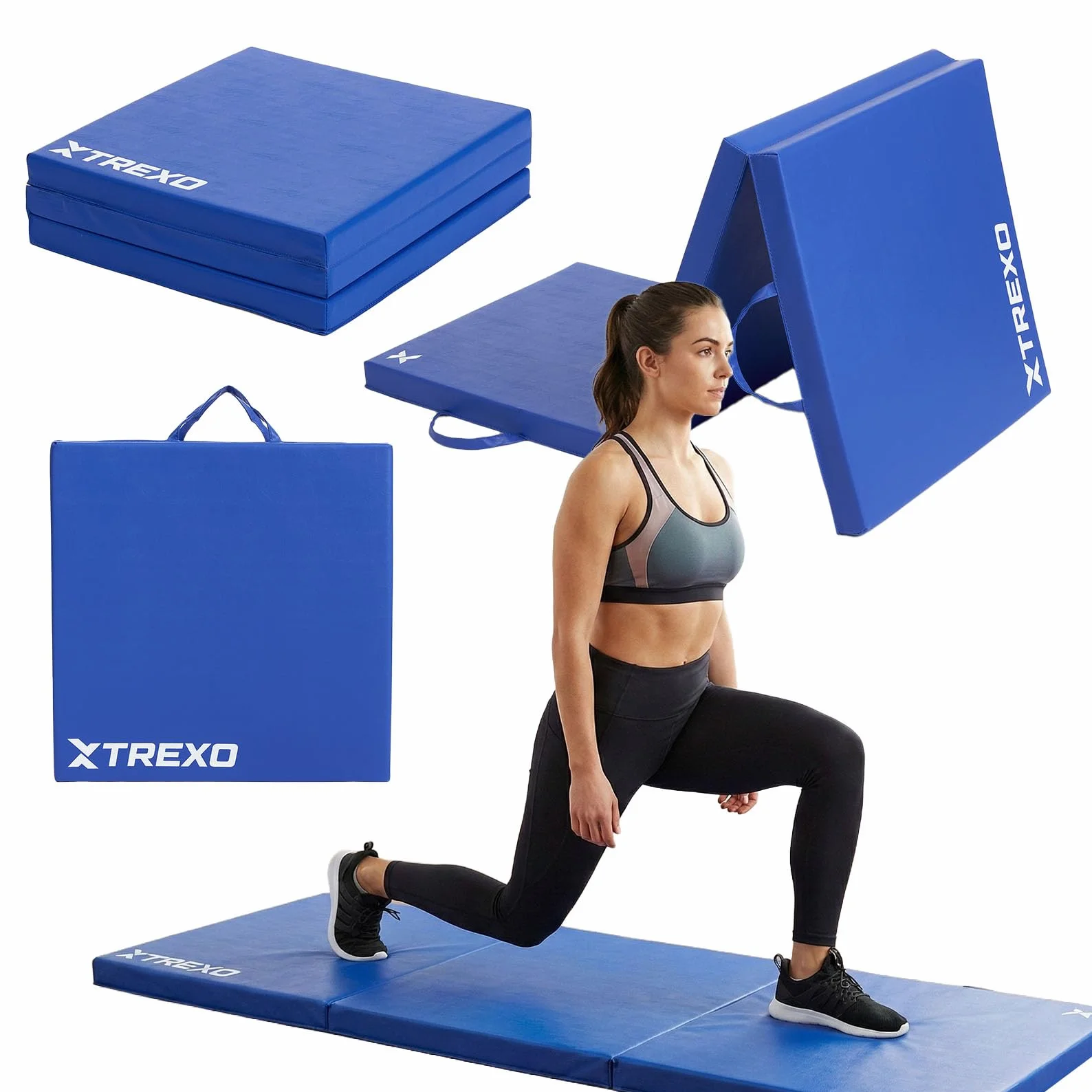 XTREXO Colchón de gimnasia plegable 180x60x5 cm 3 piezas funda de piel ecológica espuma de polietileno