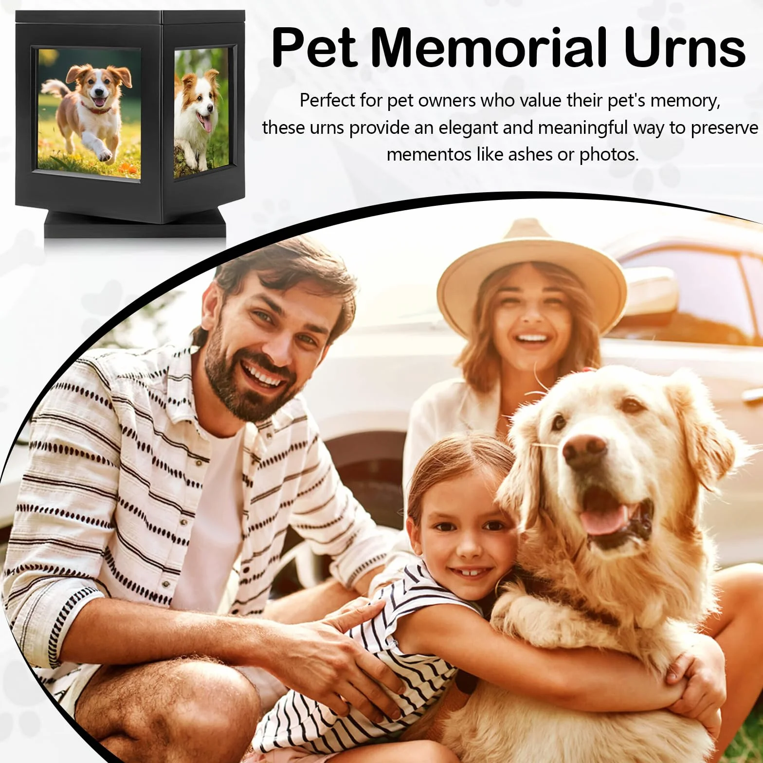 Urna para Mascotas, Marco de la Foto del Recuerdo de la Caja para Gatos Perros Madera Pet Memorial urna para Cenizas Caja Personalizada de Recuerdo para Cenizas de Perro o Gato