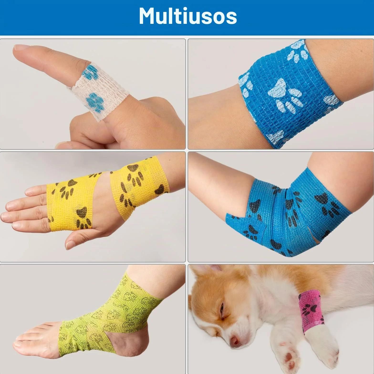 Vendaje Adhesivo Deportivo 5cm x 4,5m Cinta Cohesiva Autoadhesiva para Primeros Auxilios, Dedos, Muñecas, Tobillo