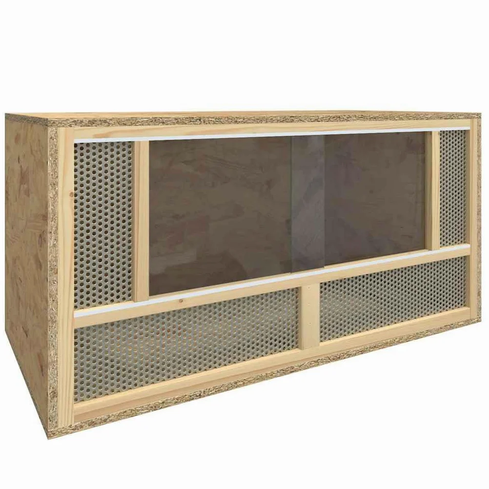 Terrario de madera de 80 x 40 x 40 cm con frontal de cristal y rejilla de acero para roedores, animales pequeños y reptiles, adecuado para interior y exterior, duradero