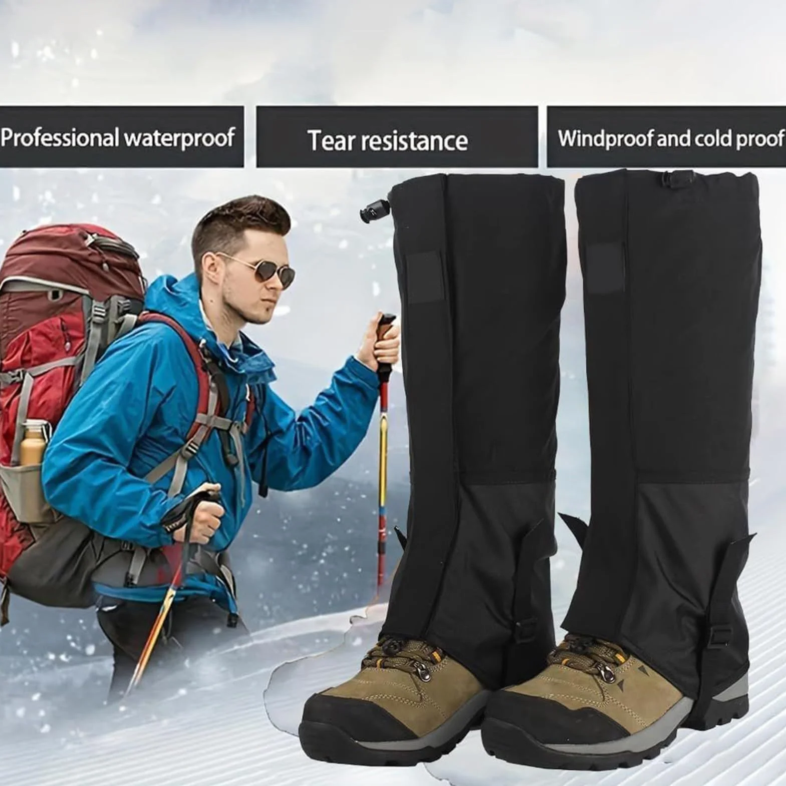 Gaiters de serpiente ajustables 44 cm, protección de piernas alto rendimiento