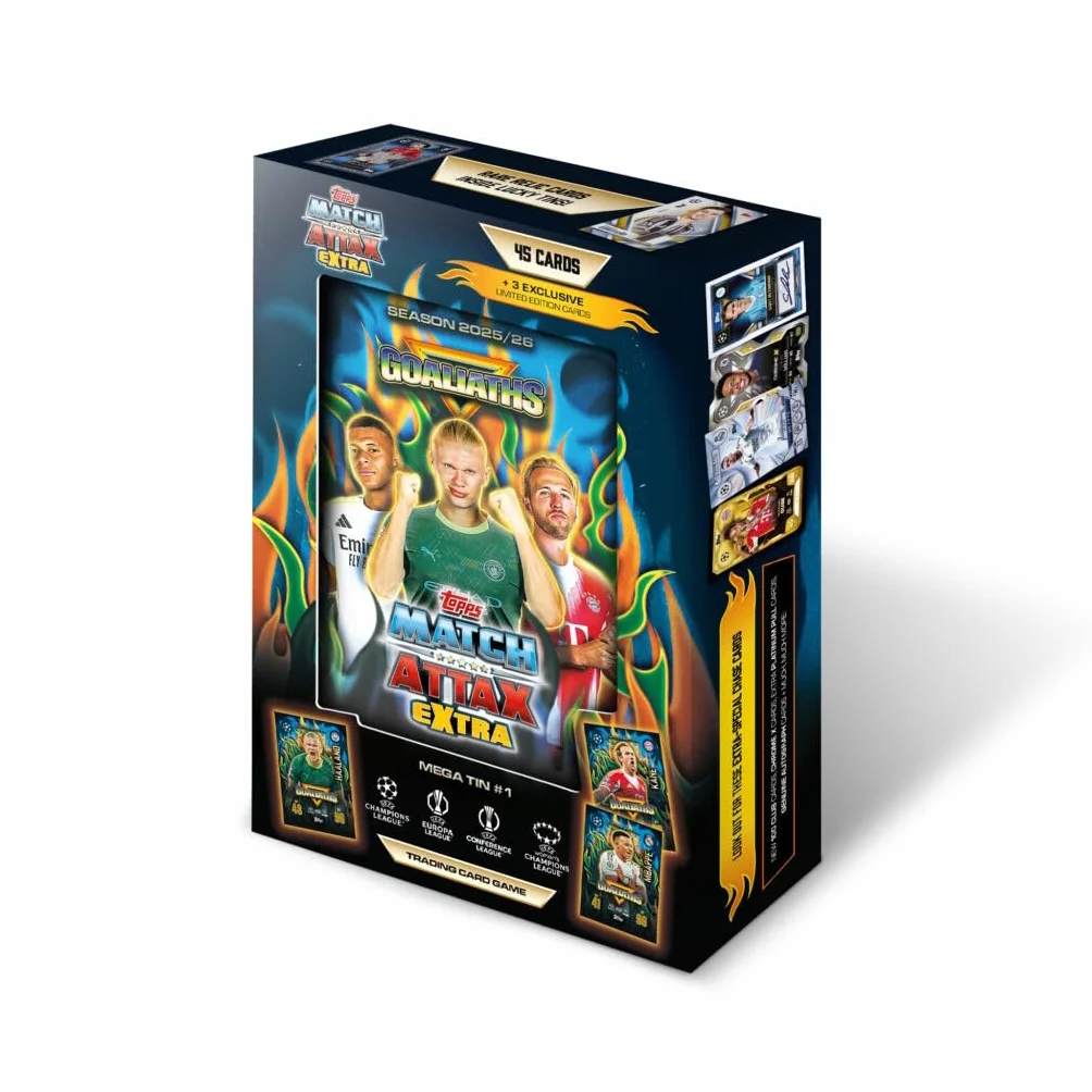 Topps UCC Match Attax Extra 2026 Mega Tin 48 Cartas 3 Goliaths LE