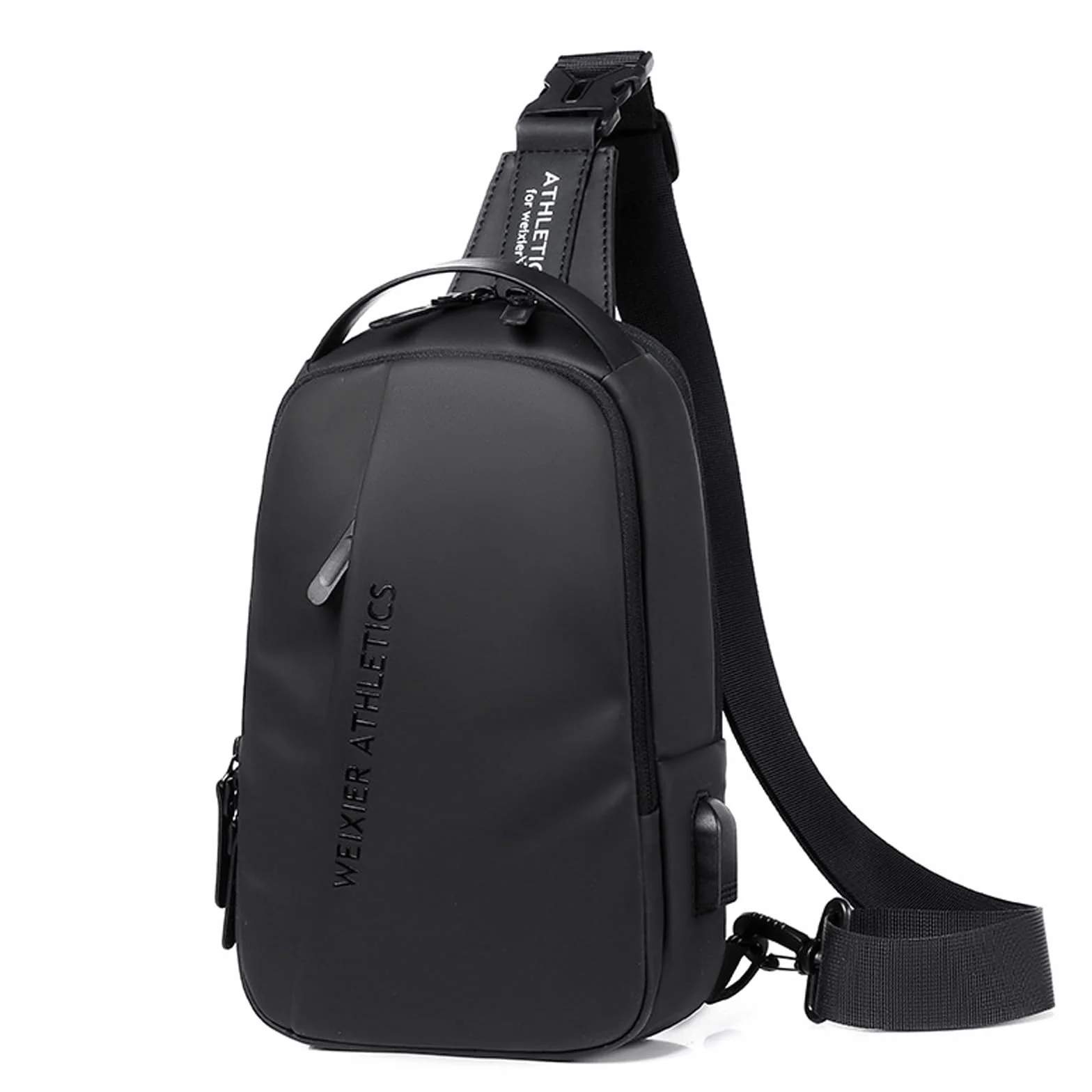 FANDARE Bandolera Hombre Bolsa Cruzada con Puerto de Carga USB Nailon Negro