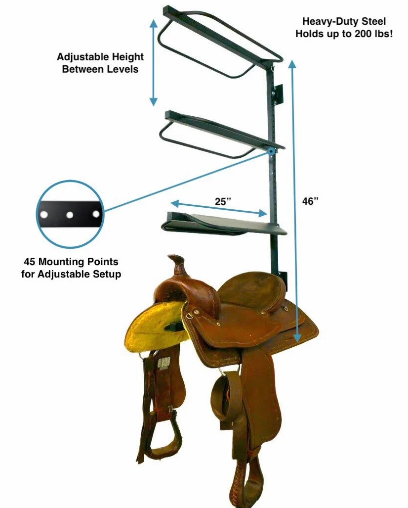 StoreYourBoard Rack de Almacenamiento de Silla de Montar para Caballo, Soporte de Silla de Montar Ecuestre montado en la Pared, Contiene 4 sillas de Montar Occidentales e inglesas